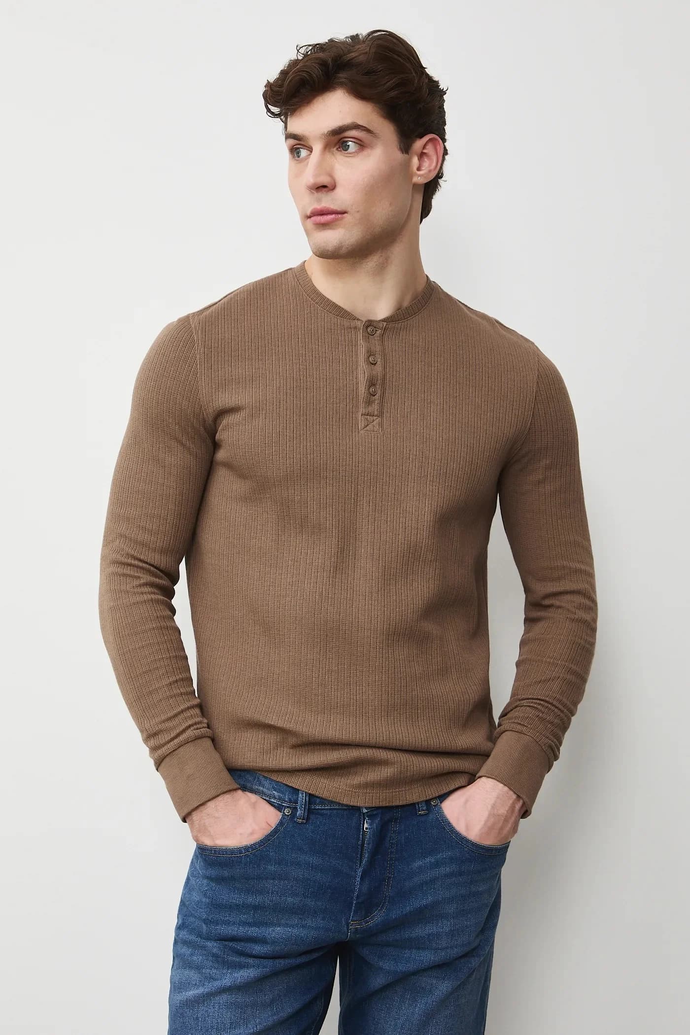 Хлопковая рубашка с длинным рукавом