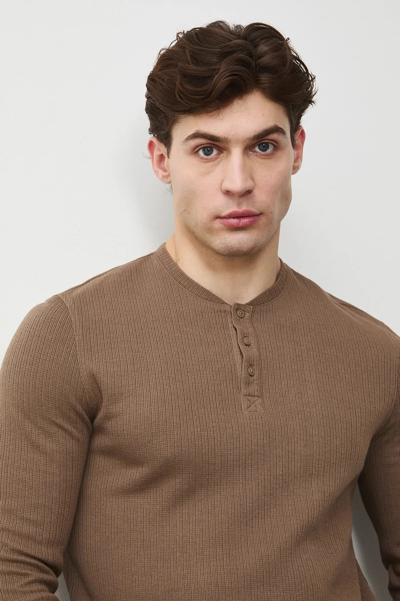 Хлопковая рубашка с длинным рукавом - фото 4