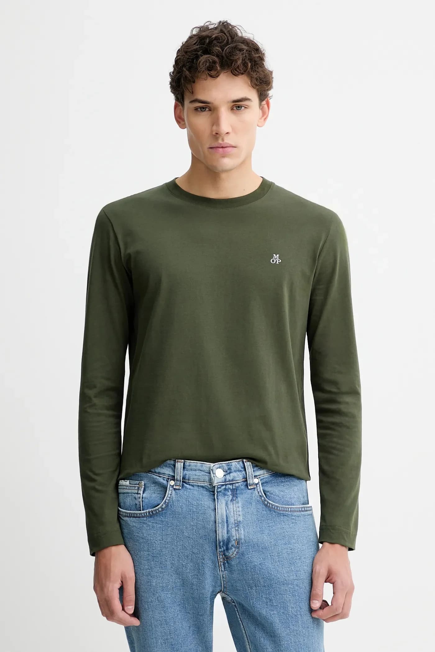 Хлопковая рубашка с длинным рукавом