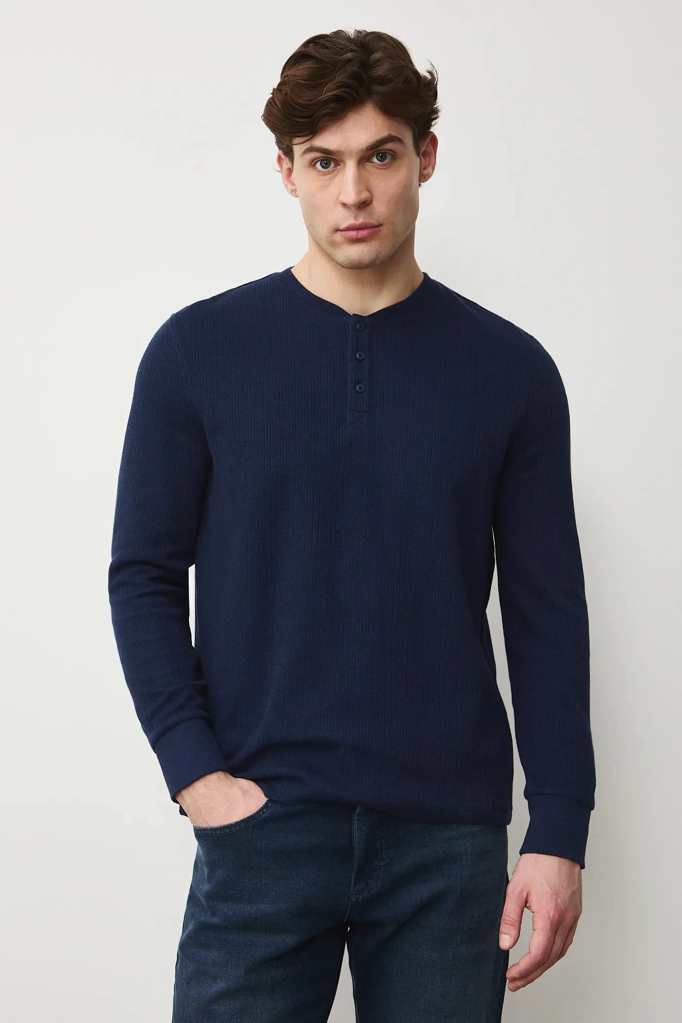 Хлопковая рубашка с длинным рукавом - фото 2