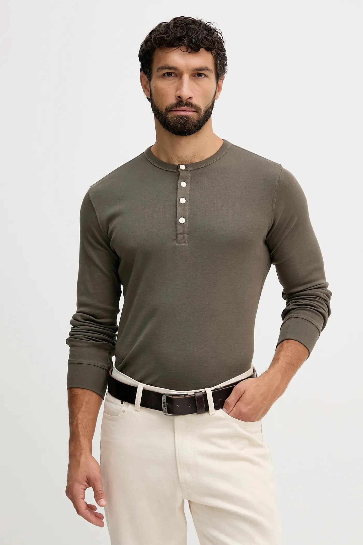 Хлопковая рубашка с длинным рукавом