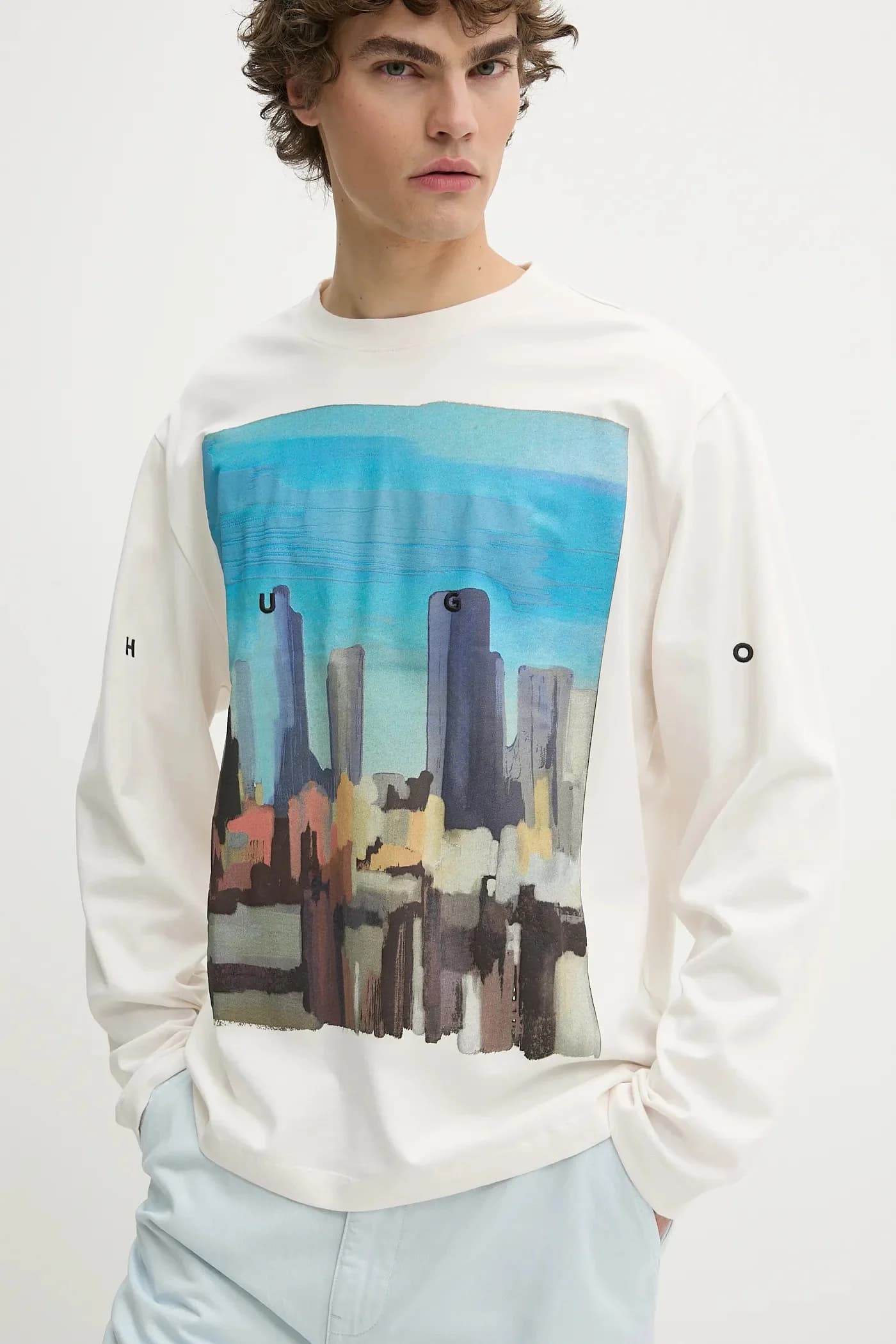 Хлопковая рубашка с длинным рукавом - фото 4