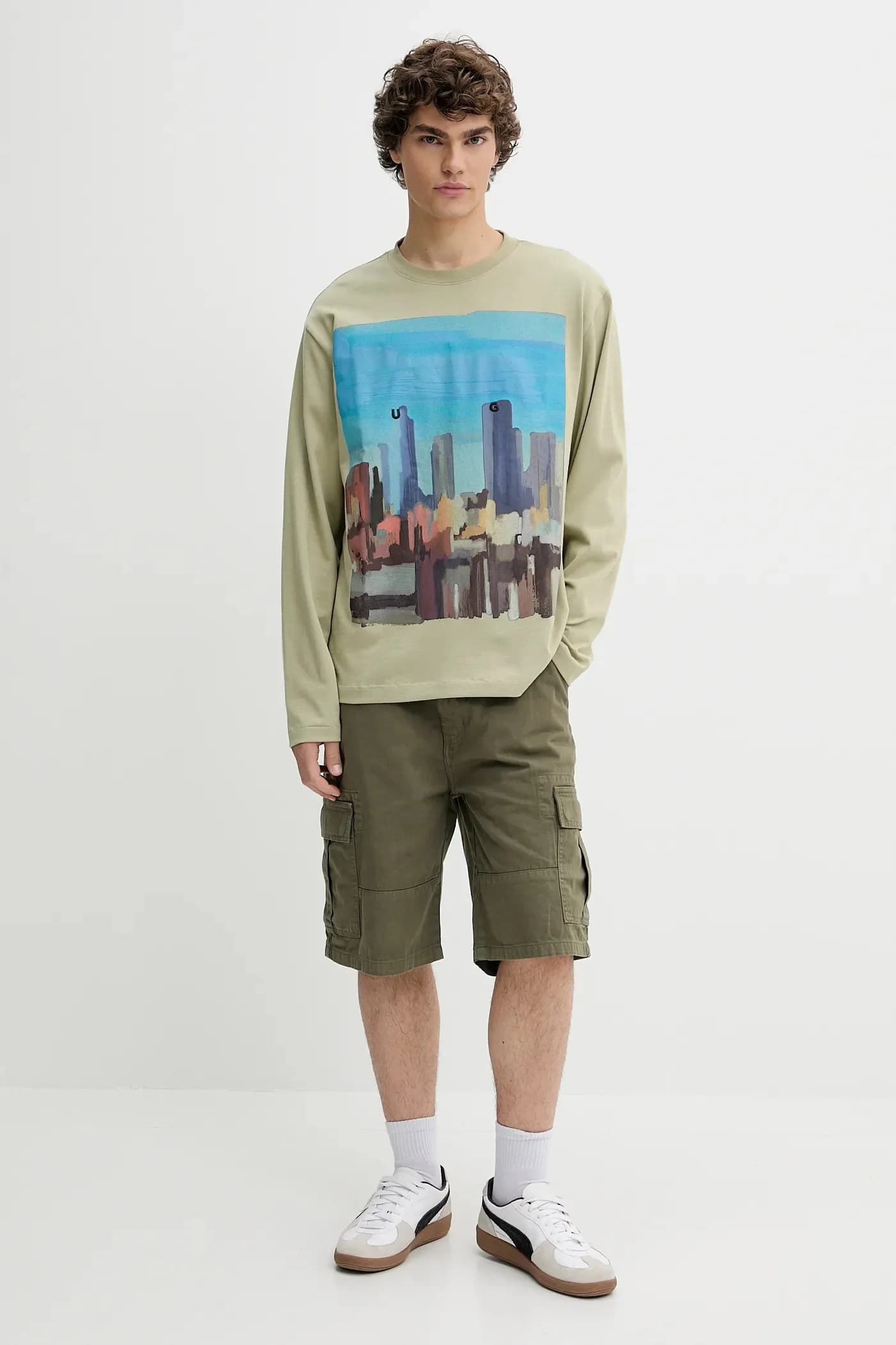 Хлопковая рубашка с длинным рукавом - фото 2