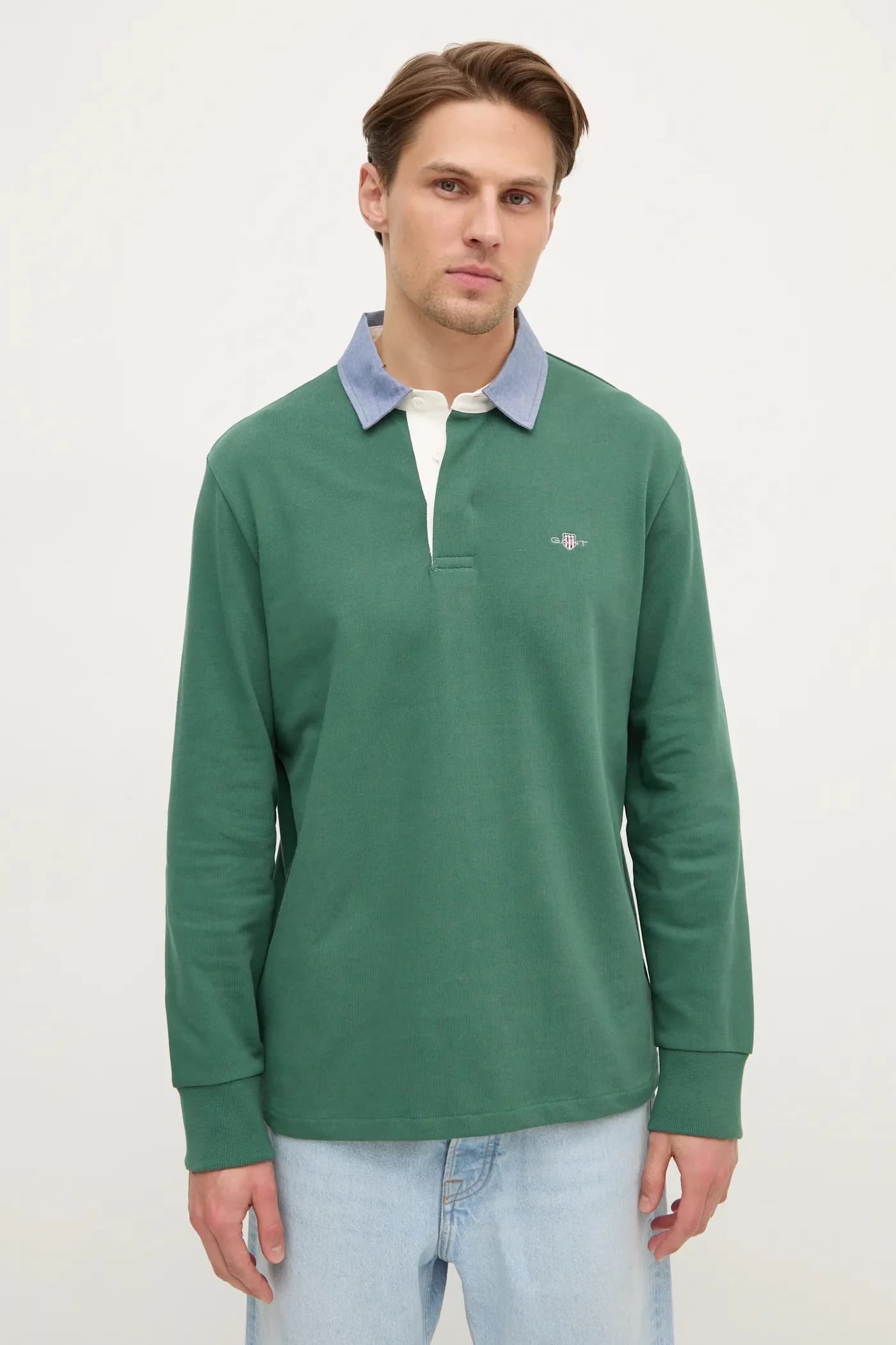 Хлопковая рубашка с длинным рукавом