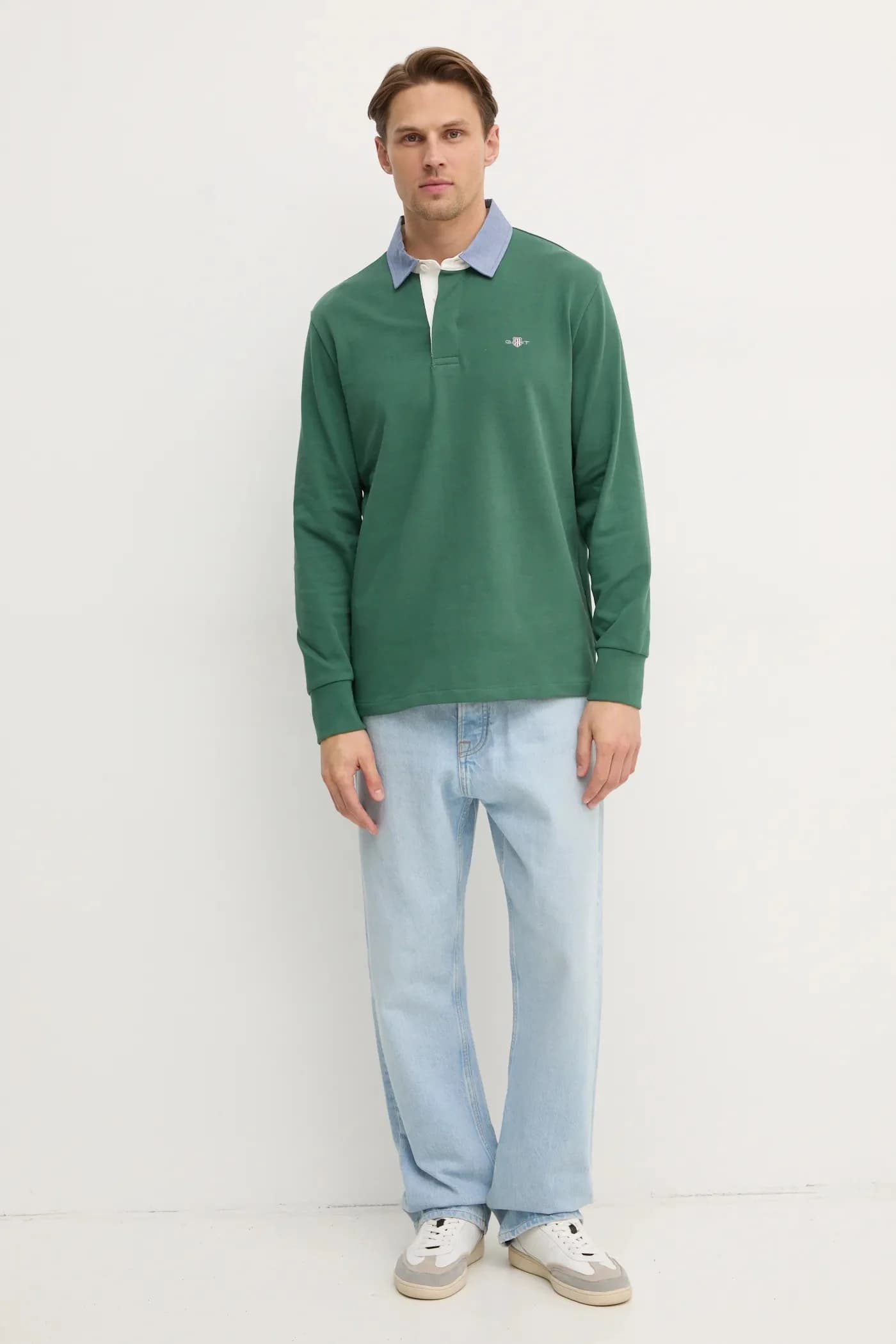 Хлопковая рубашка с длинным рукавом - фото 2