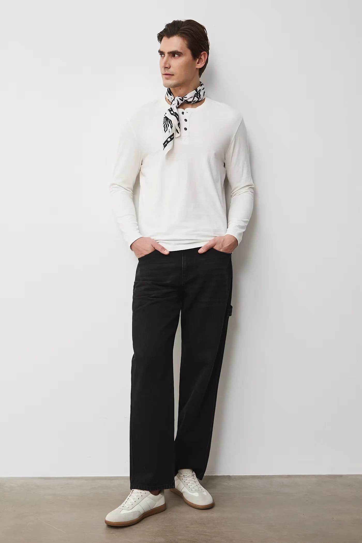 Мужская хлопковая рубашка с длинным рукавом