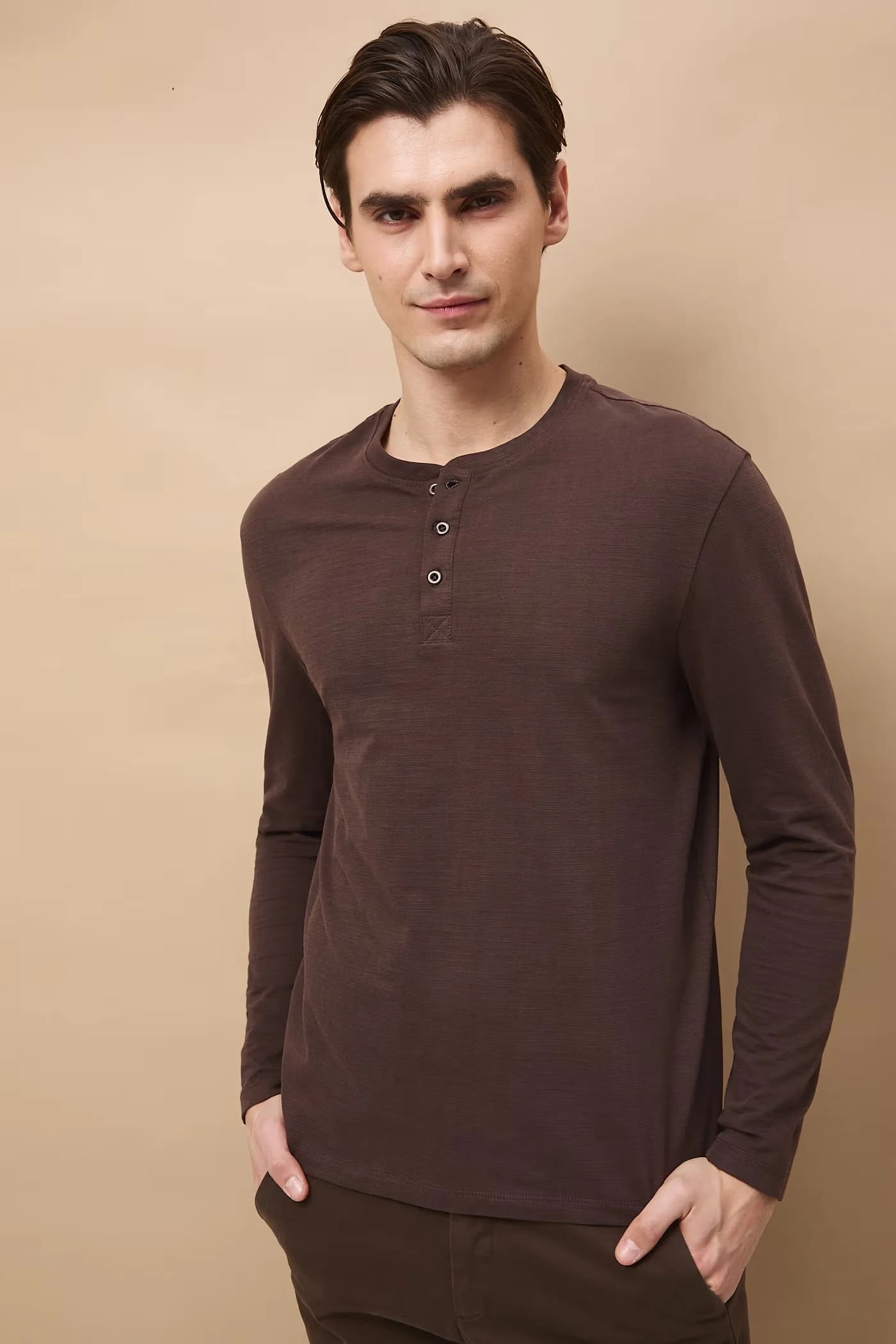 Мужская хлопковая рубашка с длинным рукавом - фото 3