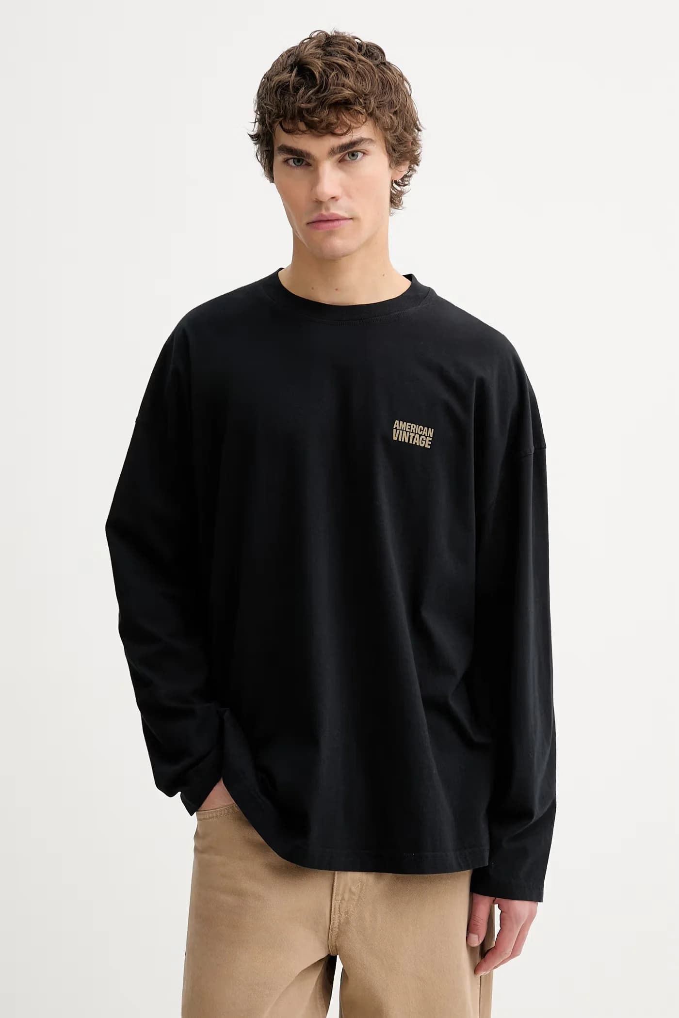 Хлопковая рубашка с длинным рукавом