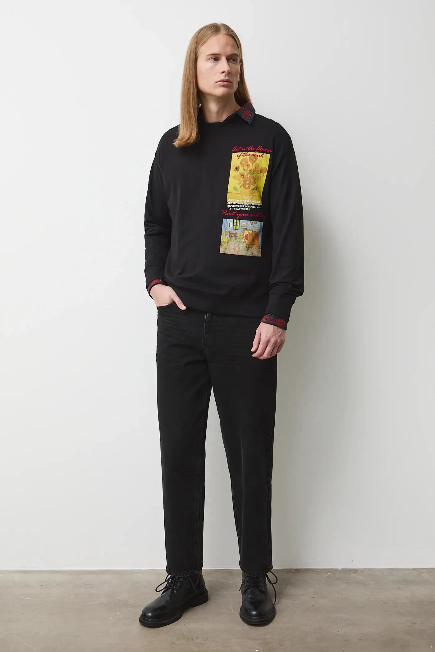 Хлопковая рубашка с длинным рукавом - фото 3