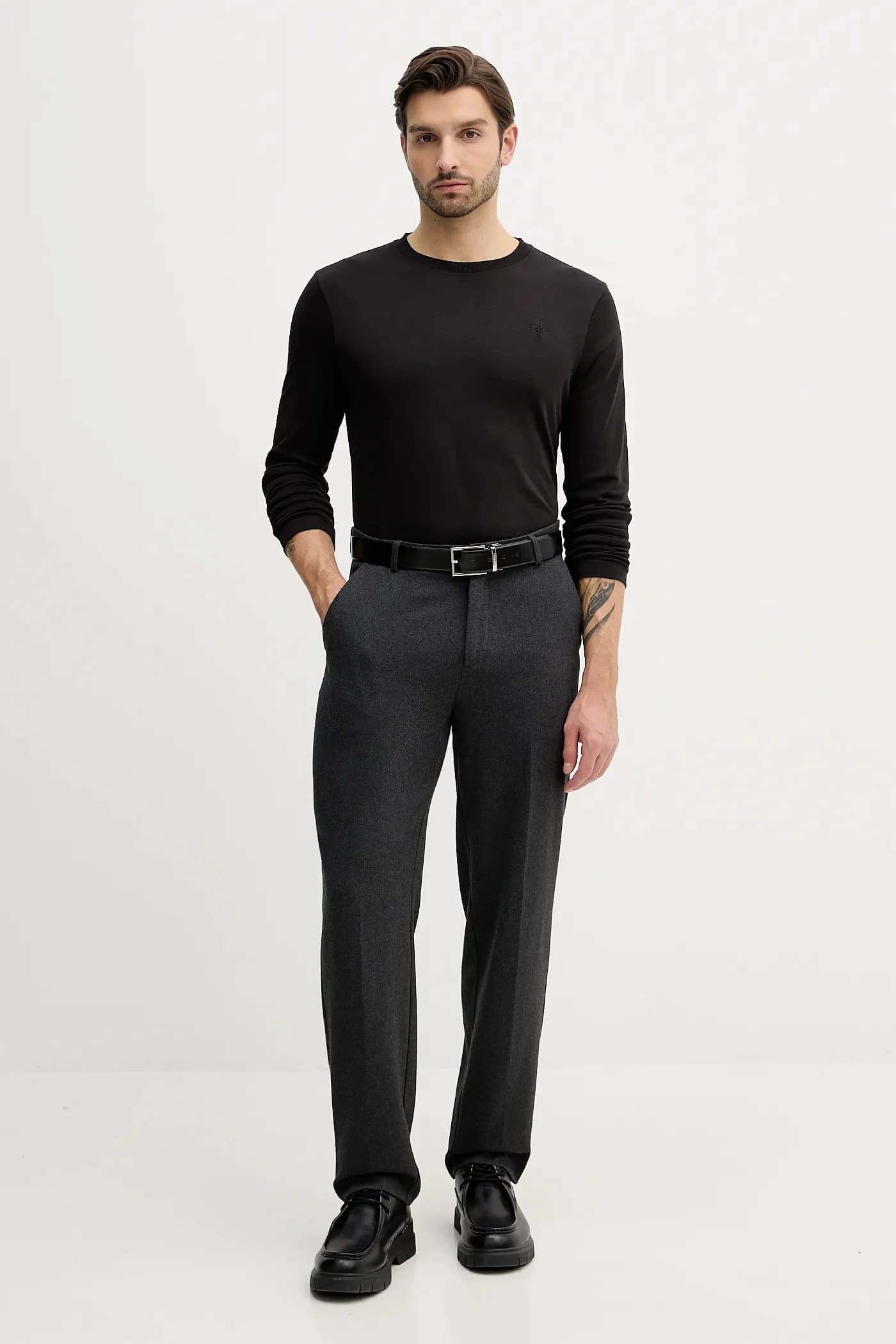 Хлопковая рубашка с длинным рукавом - фото 2