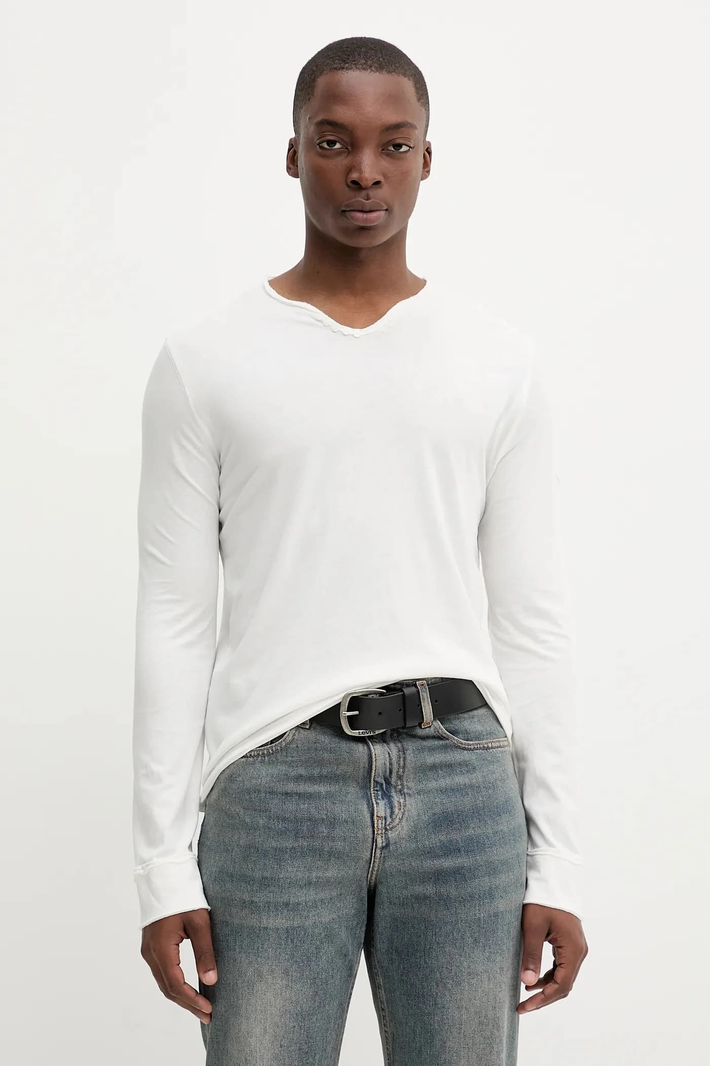 Хлопковая рубашка с длинным рукавом