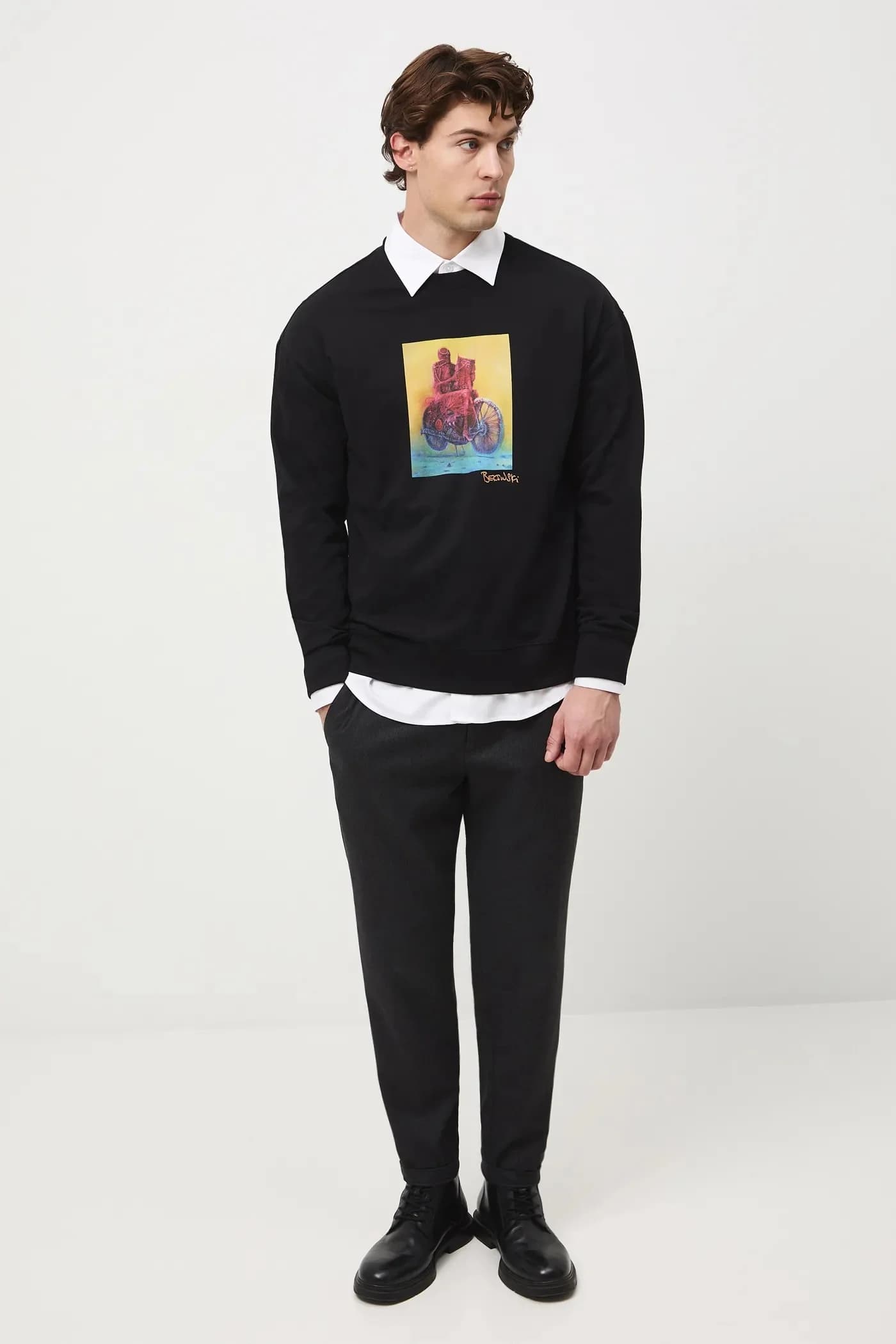 Хлопковая рубашка с длинным рукавом - фото 2