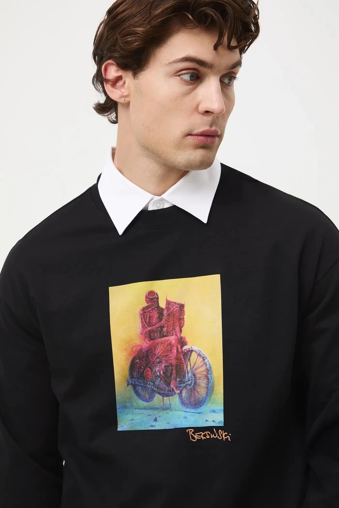 Хлопковая рубашка с длинным рукавом - фото 5