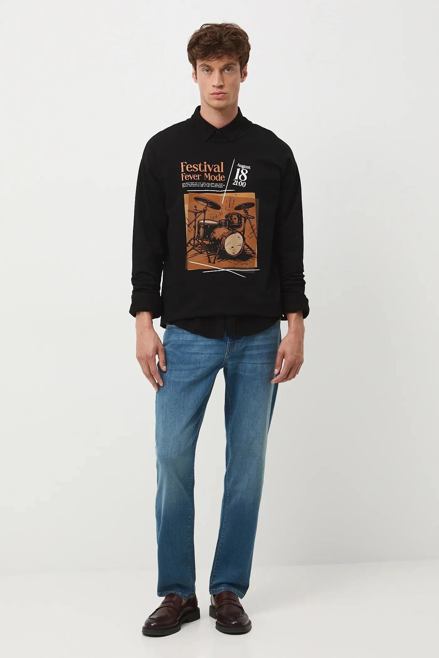 Хлопковая рубашка с длинным рукавом - фото 2