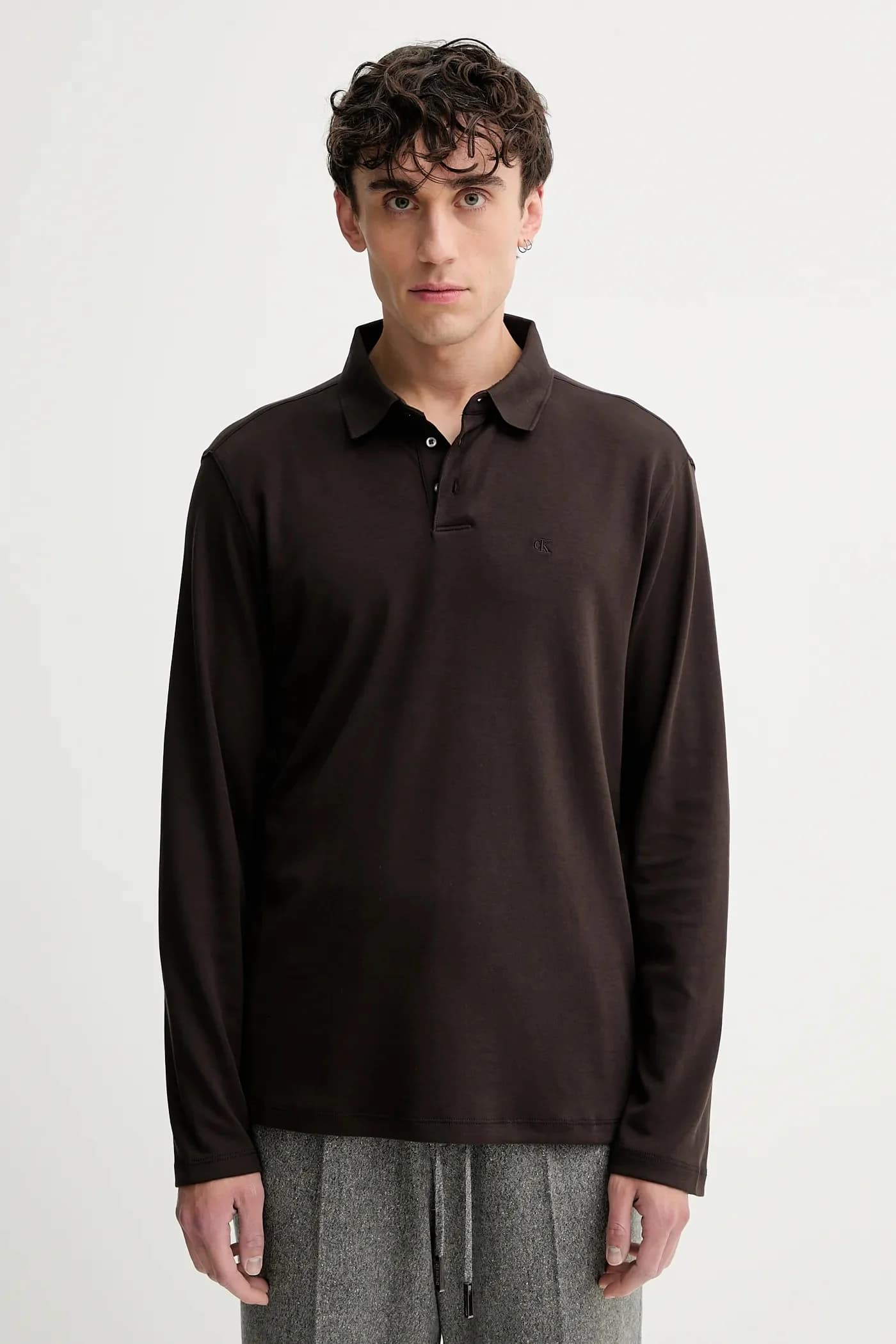 Хлопковая рубашка с длинным рукавом