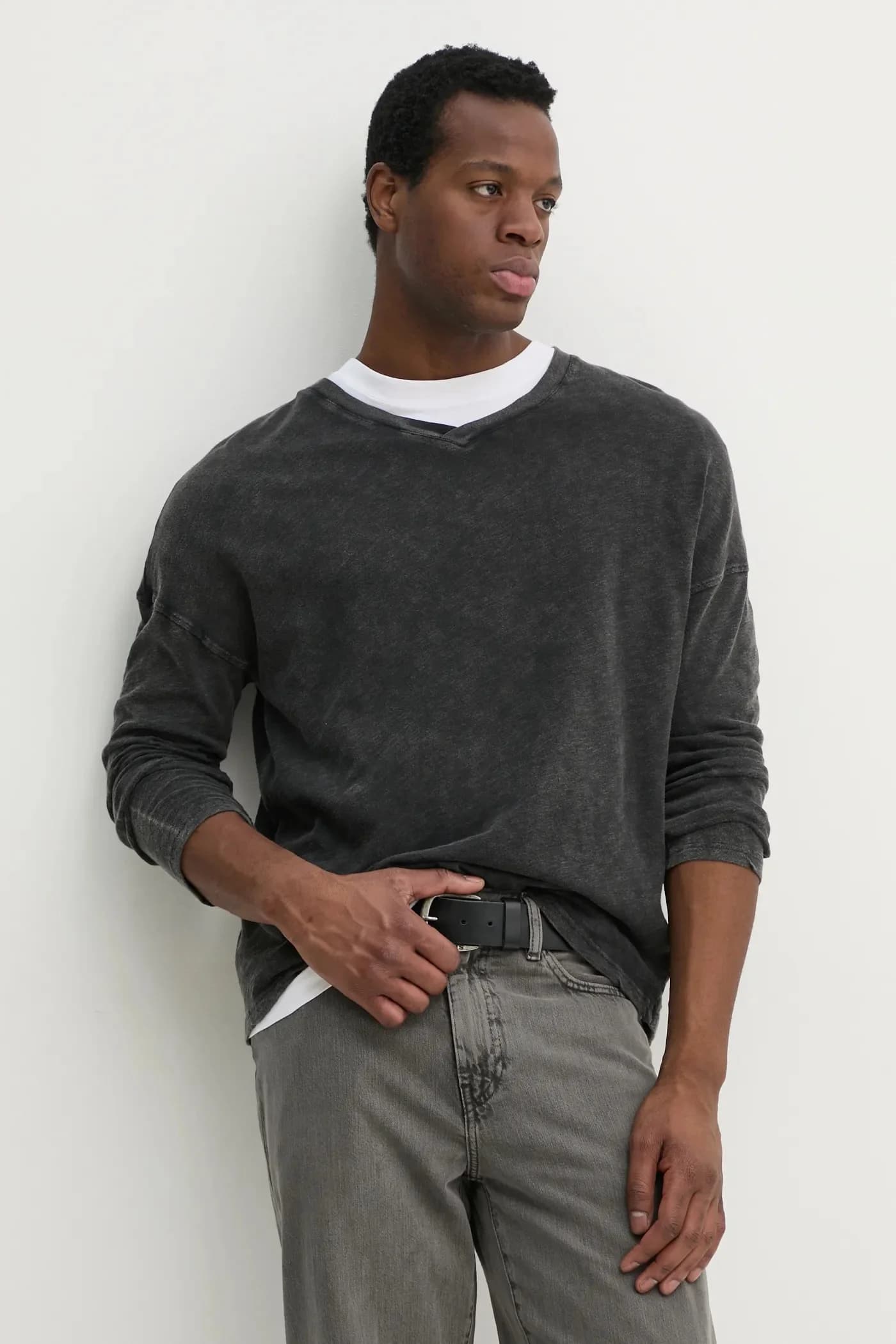 Хлопковая рубашка с длинным рукавом