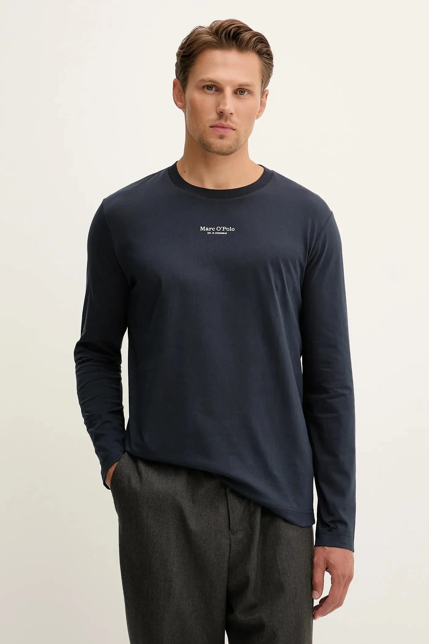 Хлопковая рубашка с длинным рукавом