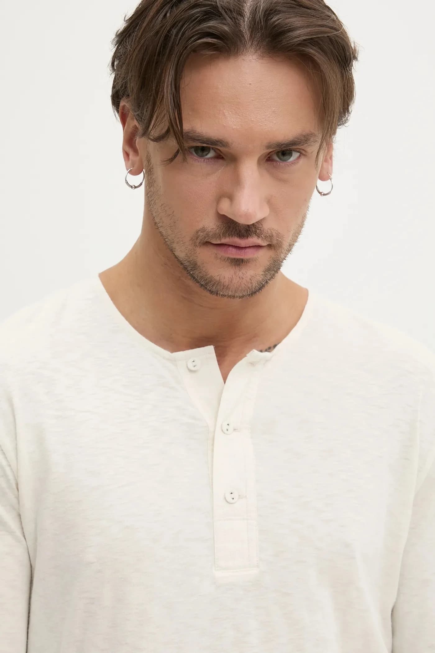 Хлопковая рубашка с длинным рукавом - фото 4