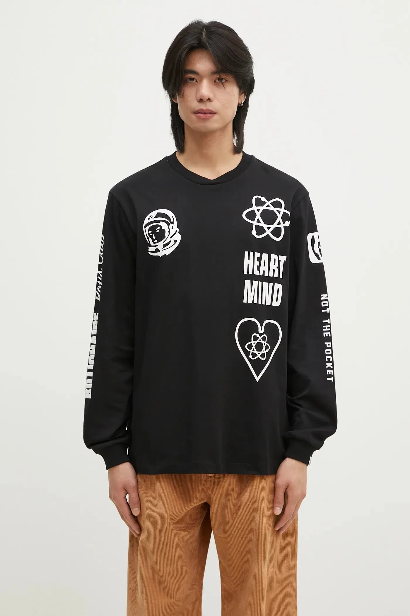 Хлопковая рубашка с длинными рукавами с разноцветным принтом - фото 3