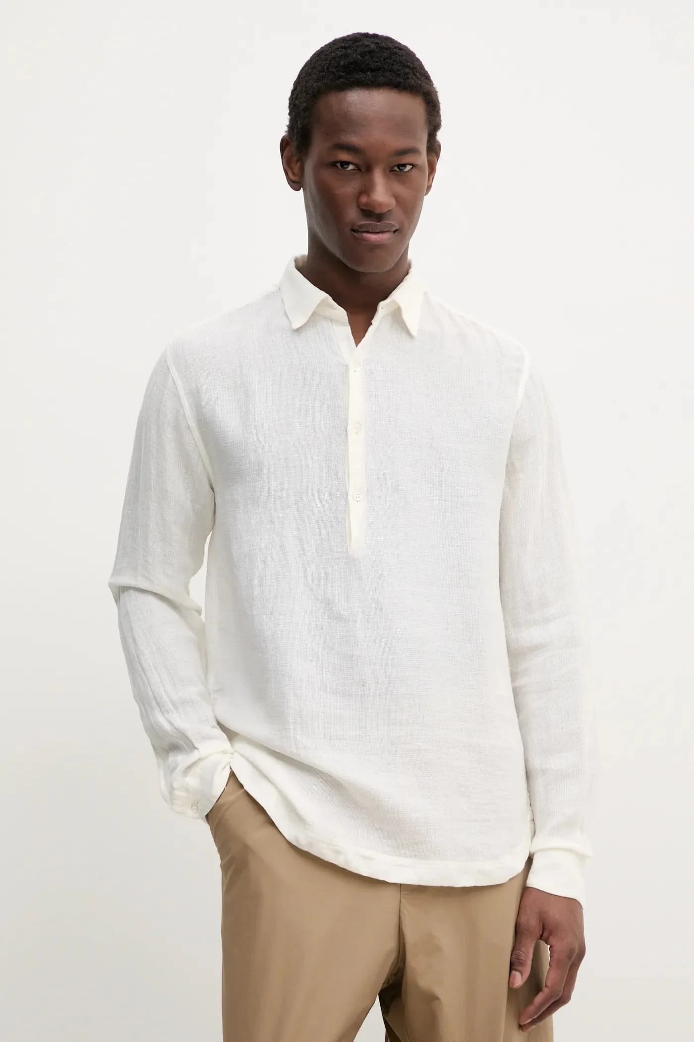 Льняная рубашка Camicia Pavan S с длинными рукавами