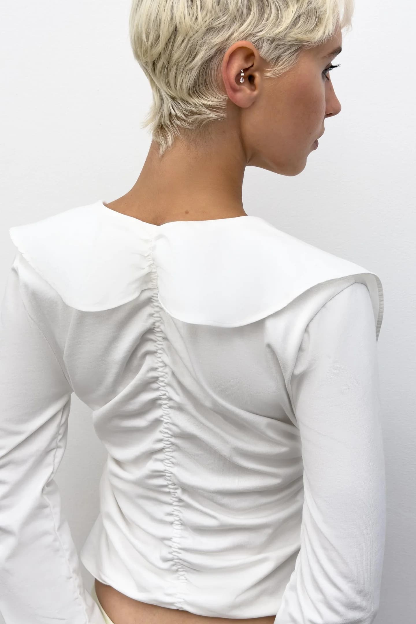 РУБАШКА С ВОРОТАМИ ИЗ КОМБИНИРОВАННОЙ ТКАНИ