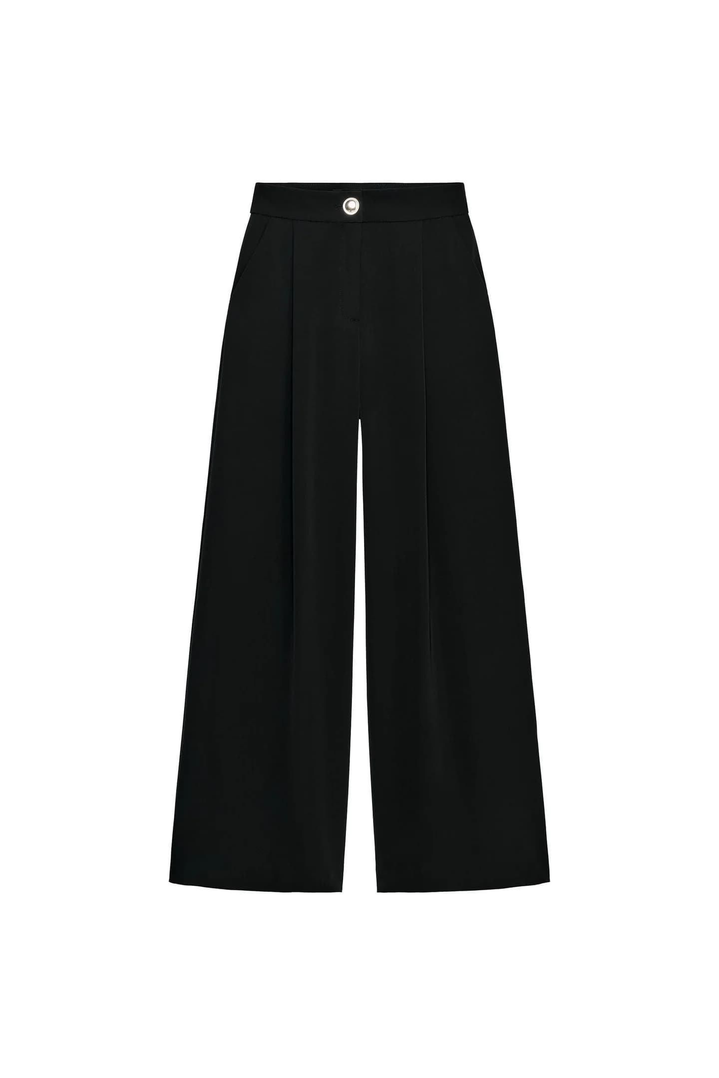 БРЮКИ ПАЛАЦЦО С ЗОЛОТОЙ ПУГОВИЦЕЙ - фото 3