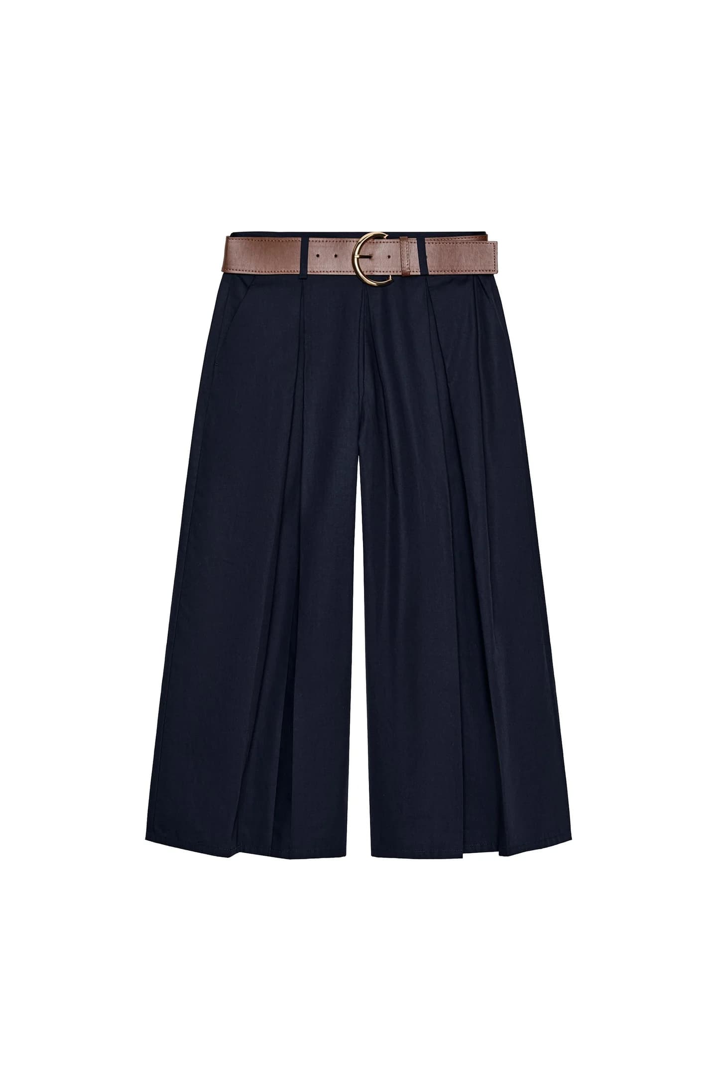 БРЮКИ-КЮЛОТЫ С ПОЯСОМ - фото 5