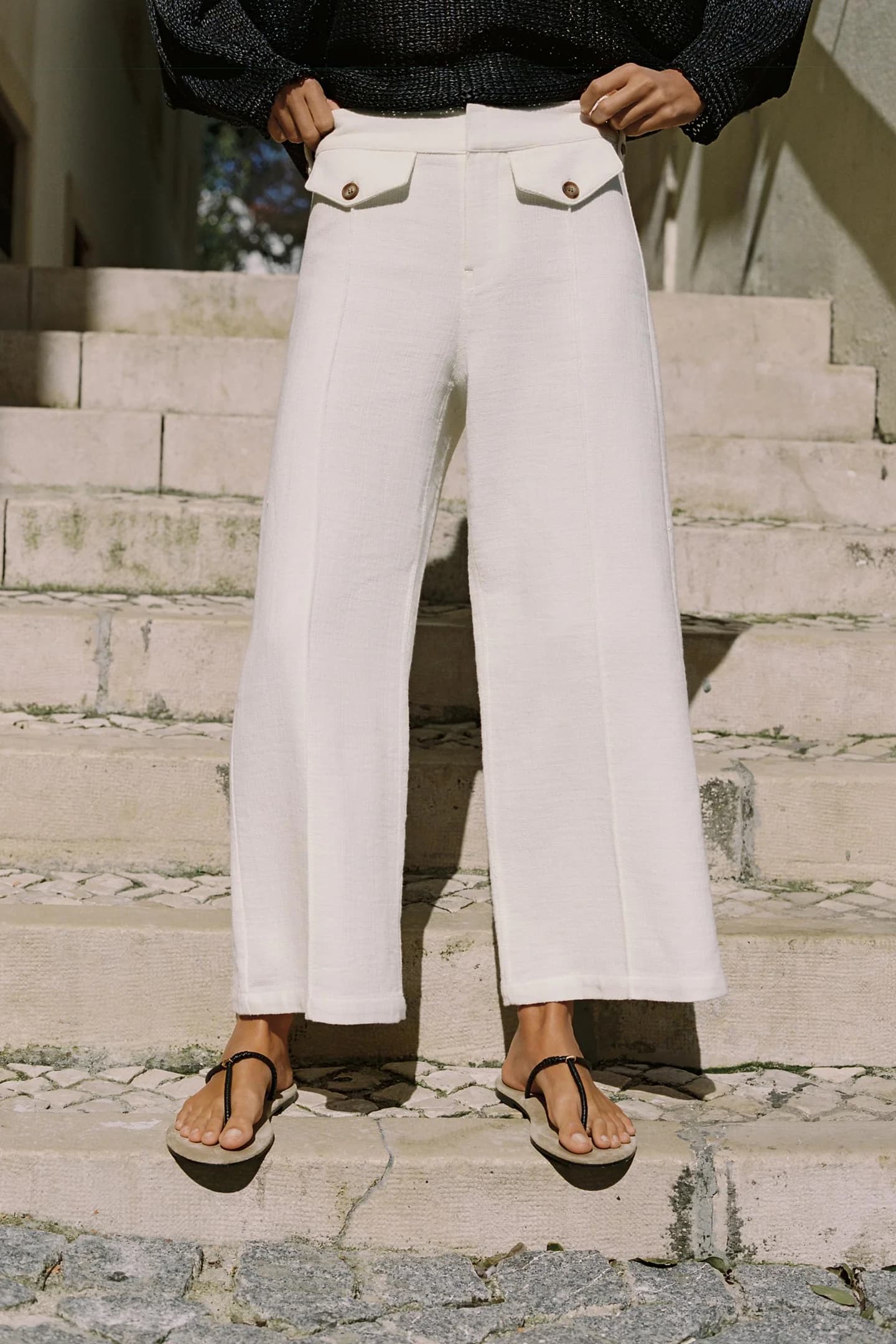 БРЮКИ-КЮЛОТЫ ИЗ ТКАНИ РУСТИК - фото 2