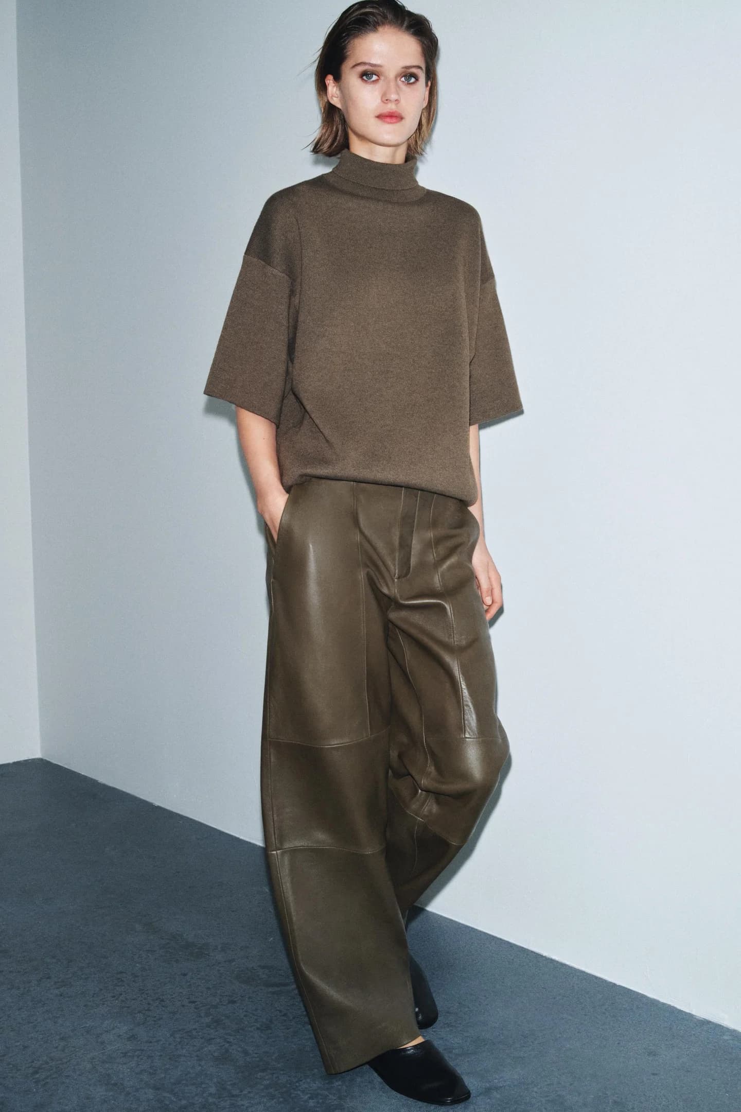 ПРЯМЫЕ КОЖАНЫЕ БРЮКИ ИЗ КОЛЛЕКЦИИ ZW LIMITED EDITION - фото 2