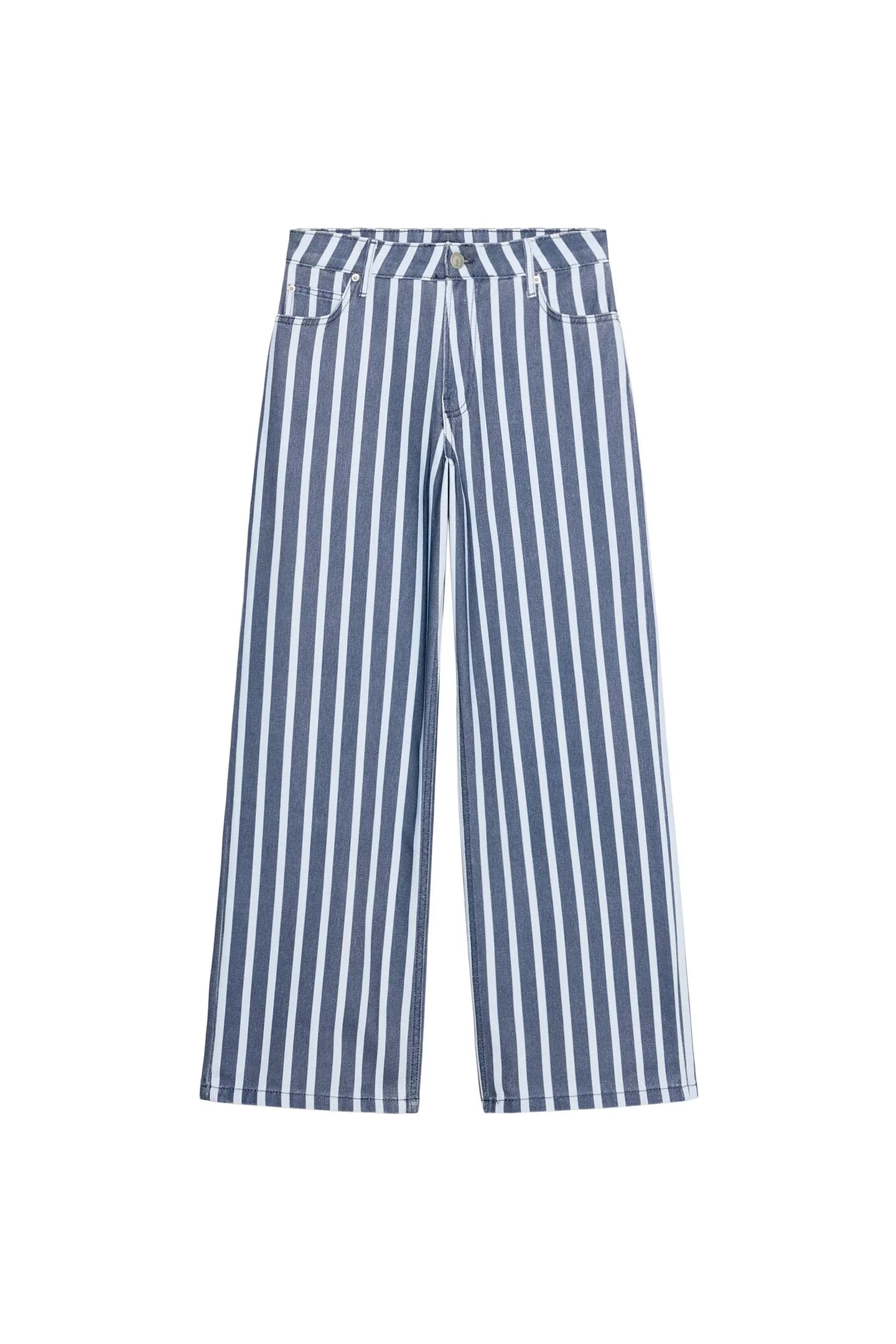 ДЖИНСЫ ИЗ КОЛЛЕКЦИИ ZW СВОБОДНЫЕ СО СРЕДНЕЙ СРЕДОЙ И ПОЛОСАМИ