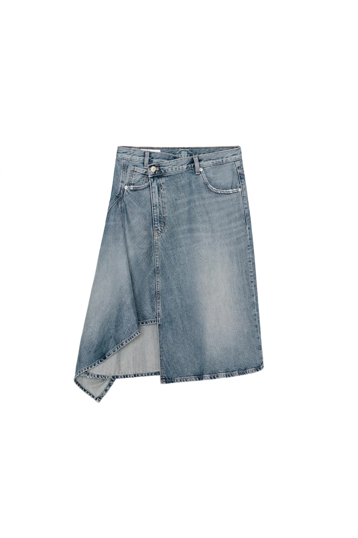 ДЖИНСОВАЯ ЮБКА АСИММЕТРИЧНОЙ TRF - фото 3