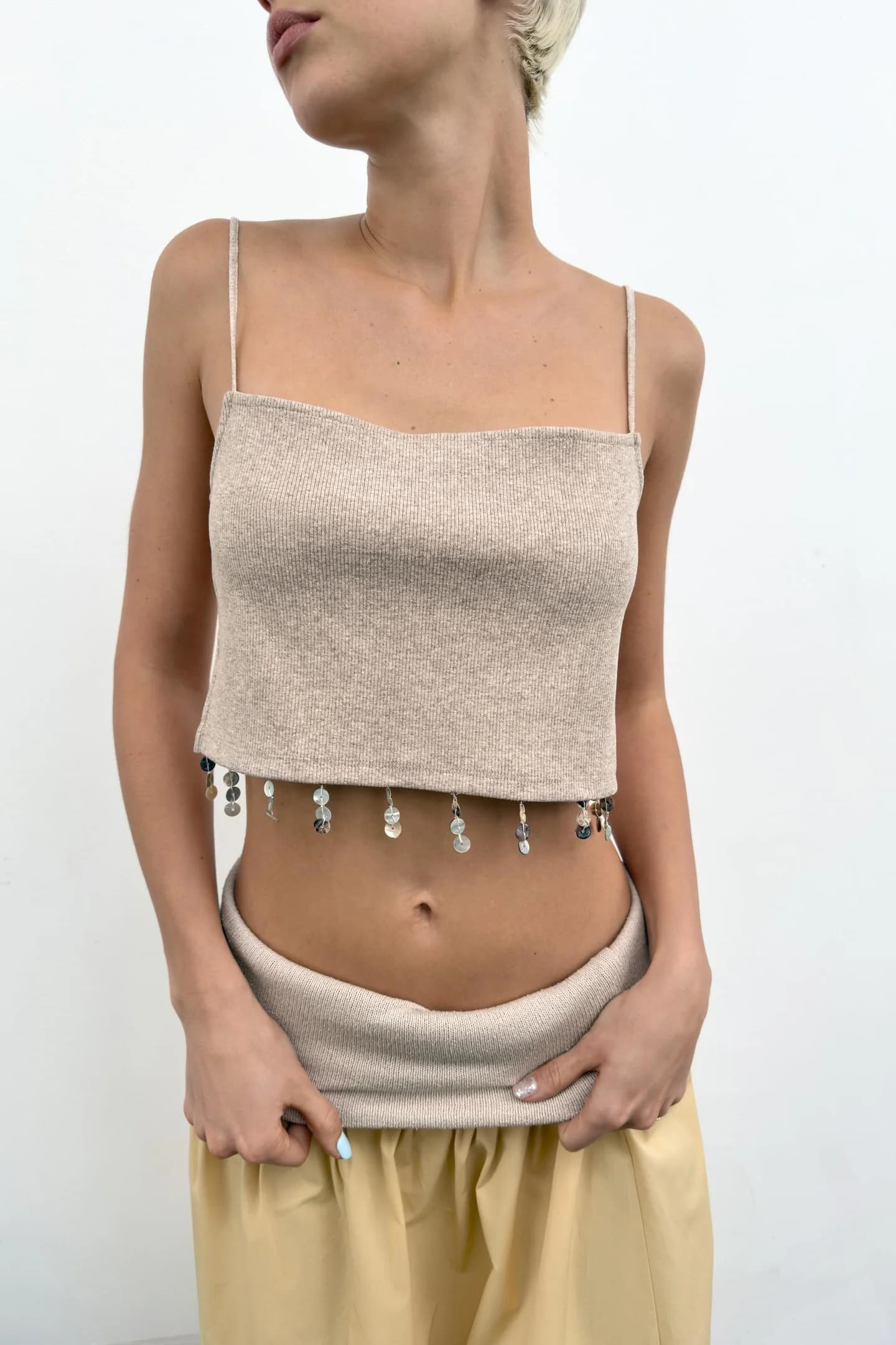 ЮБКА МИДИ ИЗ КОМБИНИРОВАННЫХ МАТЕРИАЛОВ - фото 2