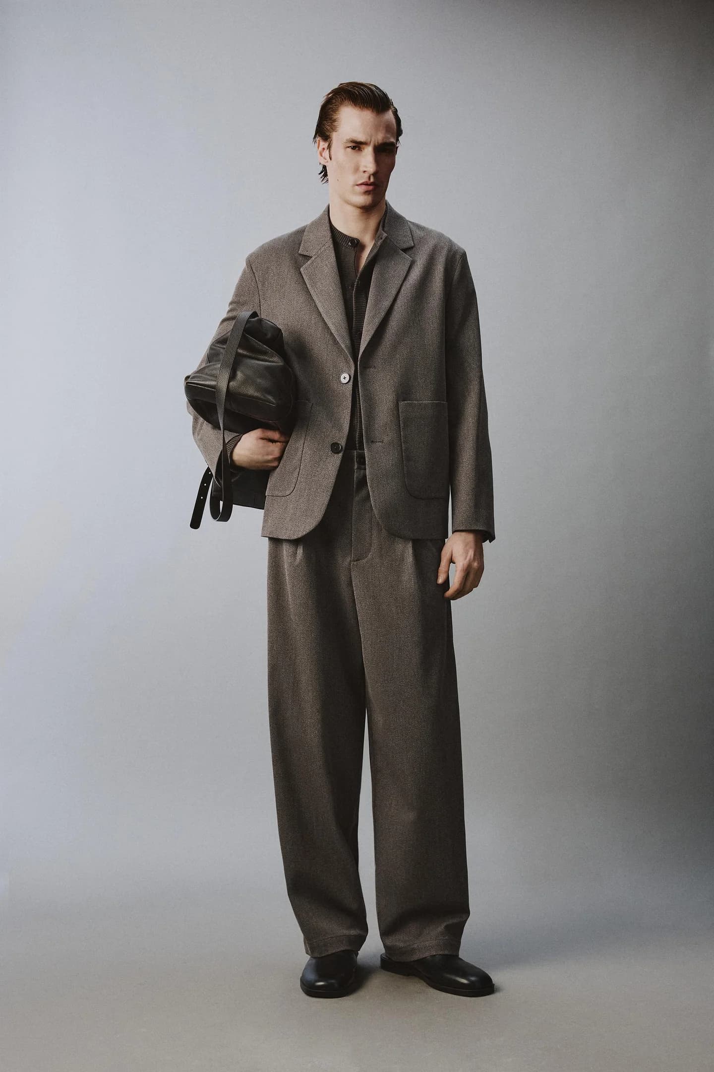 ШИРОКИЕ КОСТЮМНЫЕ БРЮКИ ИЗ СТРУКТУРНОЙ ТКАНИ - фото 2