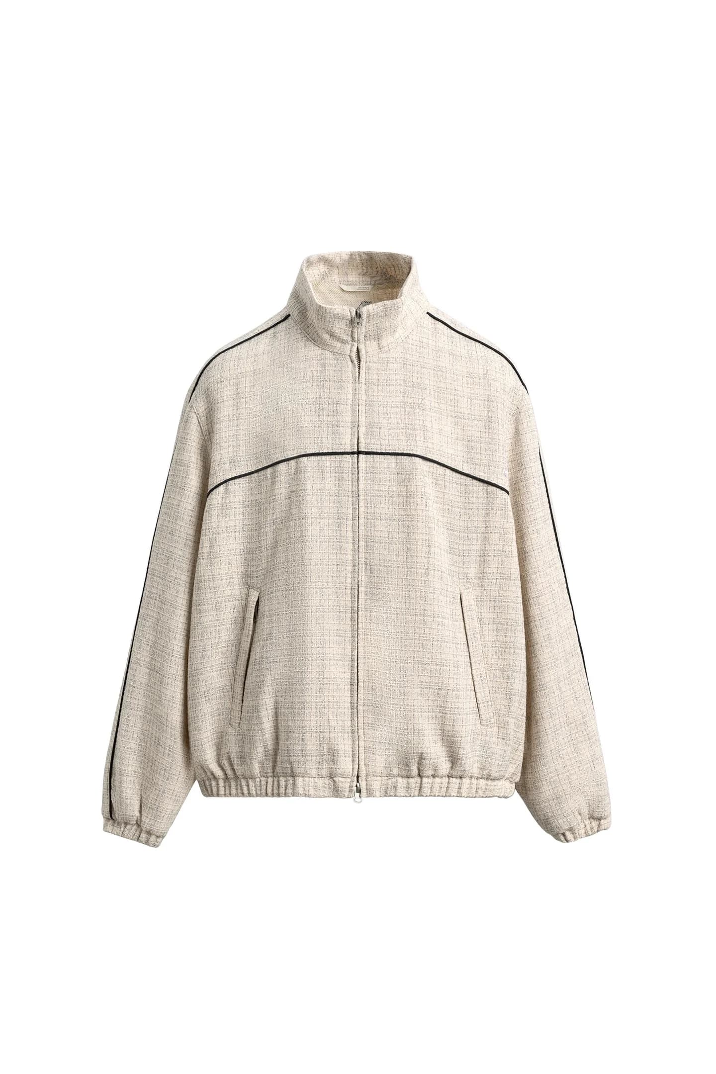 КУРТКА БОКСИ-ФИТ ИЗ СТРУКТУРНОЙ ТКАНИ С КОНТРАСТНОЙ ТКАНЬЮ - фото 3