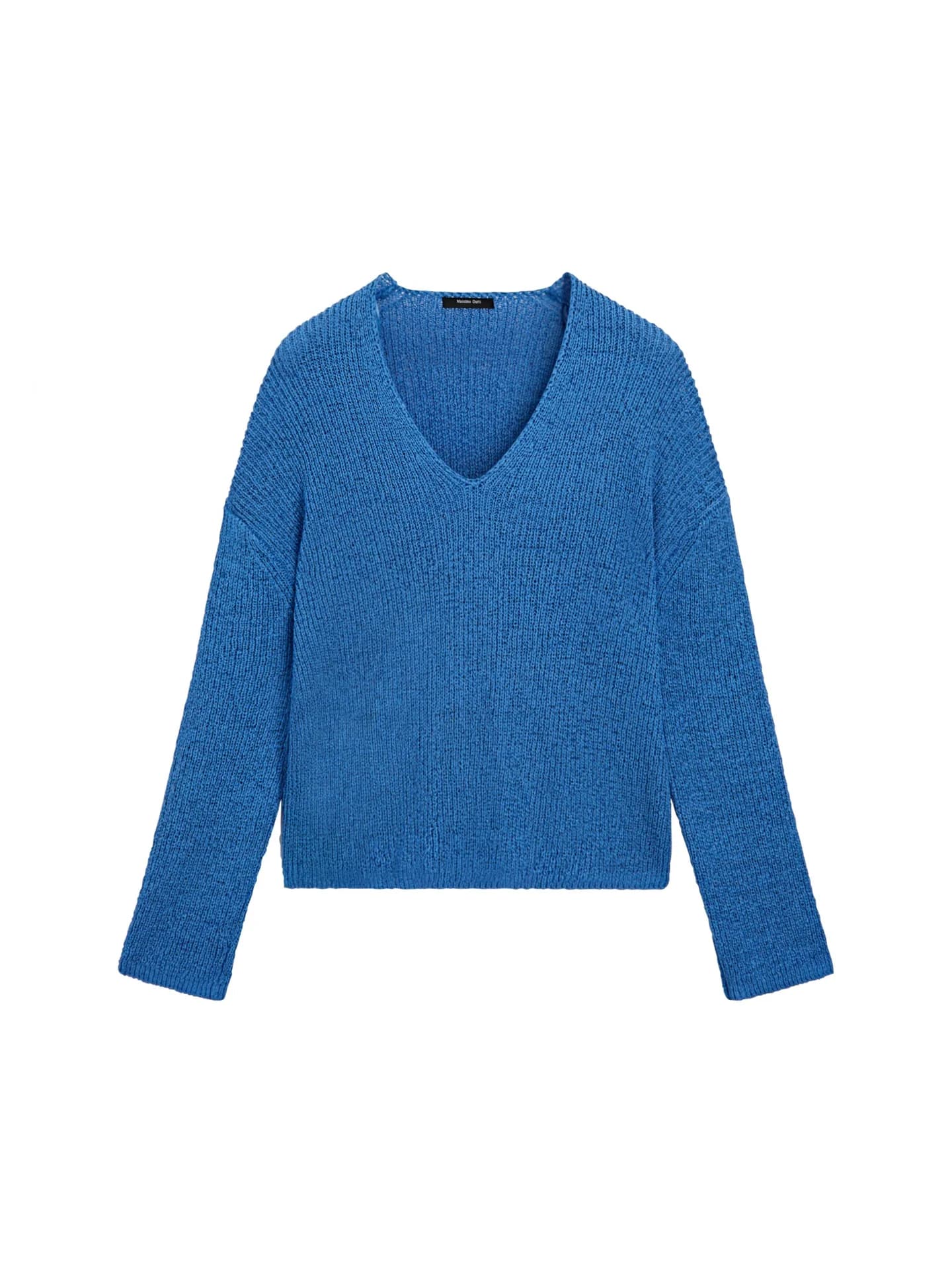 Вязаный свитер с V-образным вырезом из смесового хлопка. - фото 7