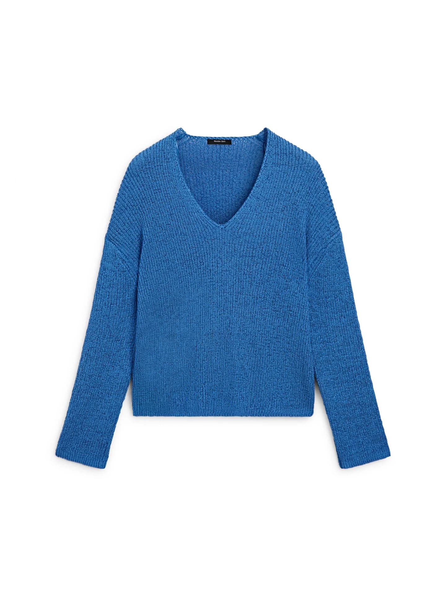 Вязаный свитер с V-образным вырезом из смесового хлопка. - фото 8