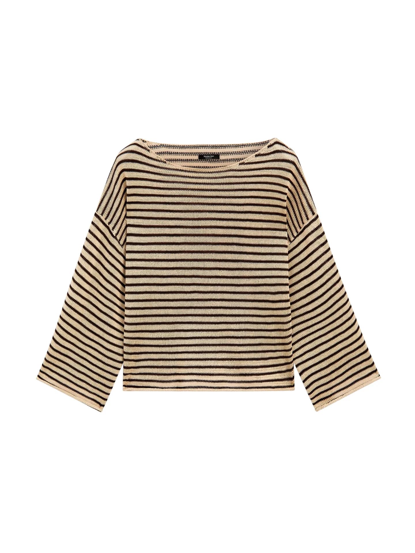 Полосатый вязаный свитер из 100% хлопка. - фото 7