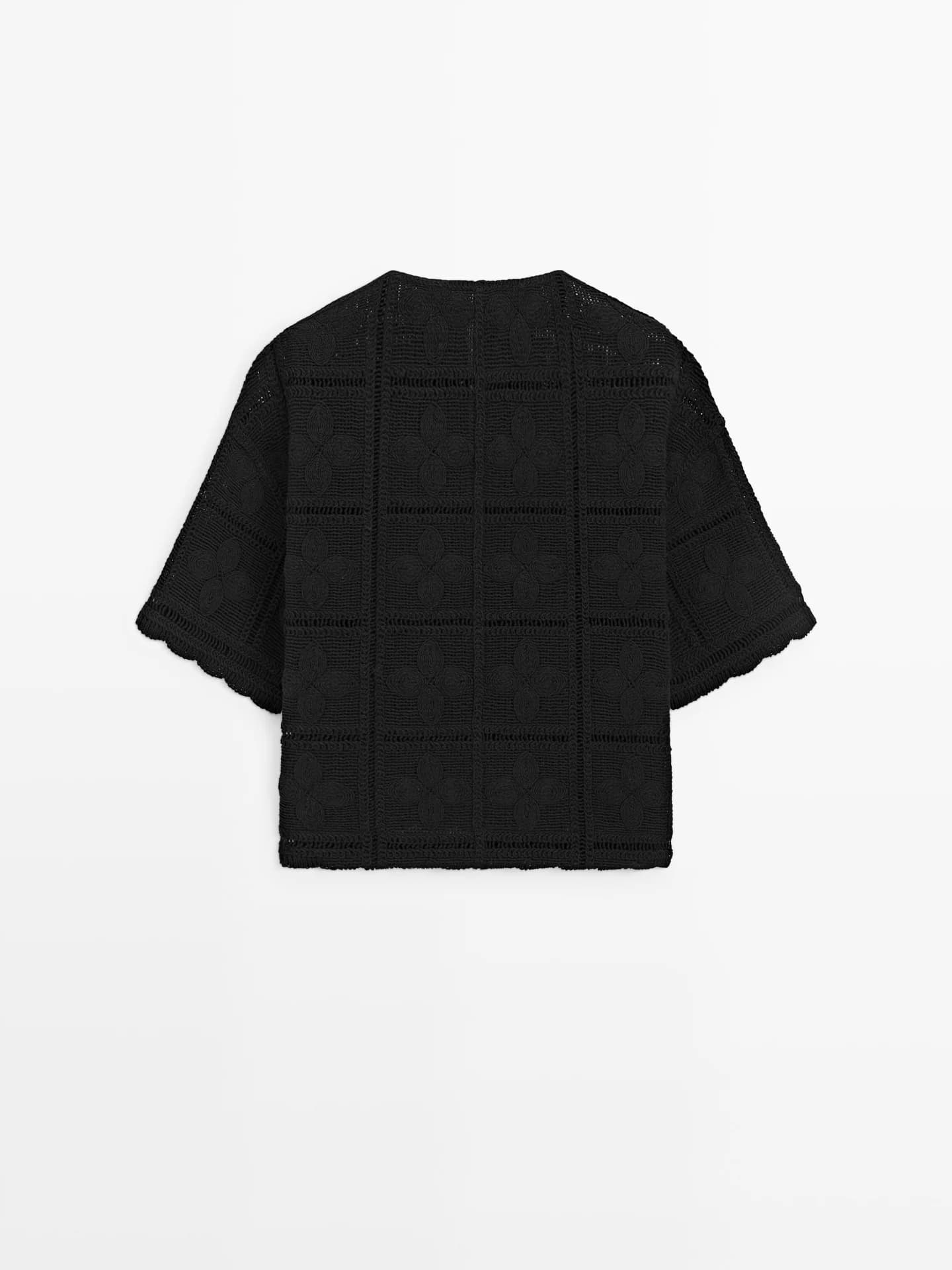 Ажурный вязаный жакет крючком - фото 6