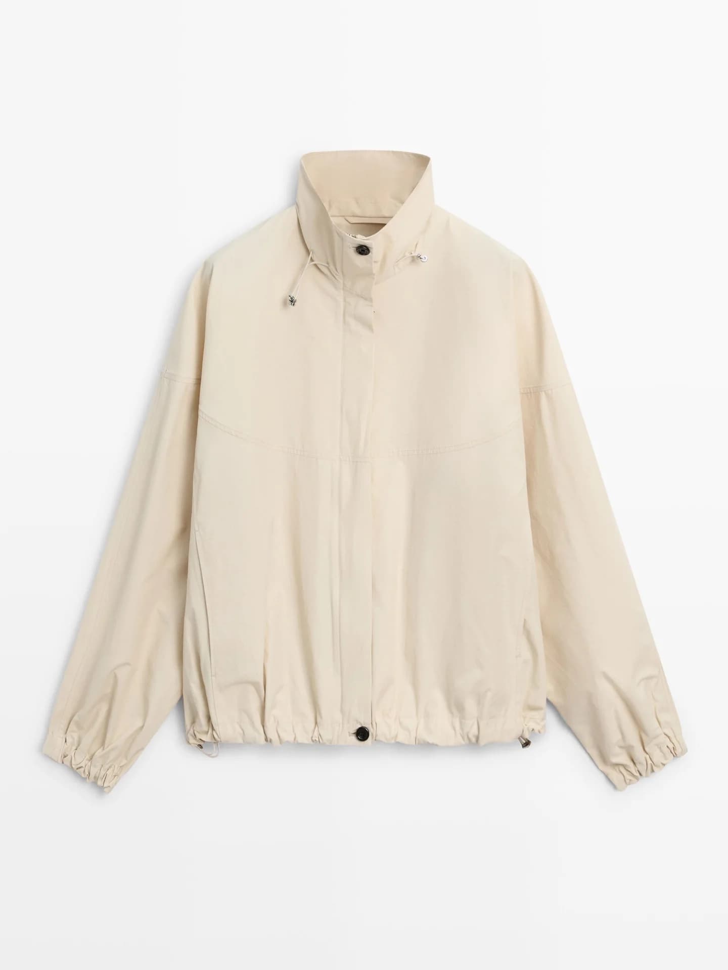 Пуховик-бомбер с высоким воротником