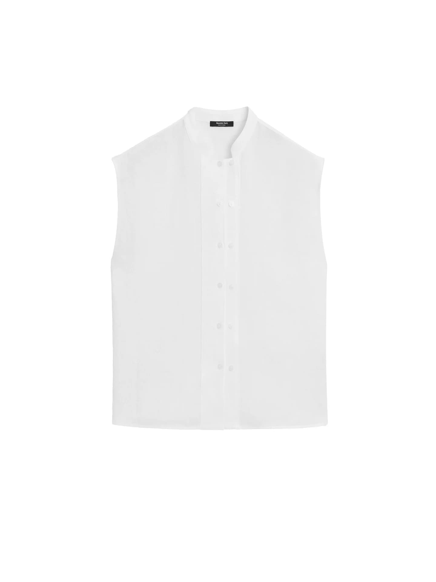 Свободная рубашка из 100% льна с декоративными пуговицами. - фото 8