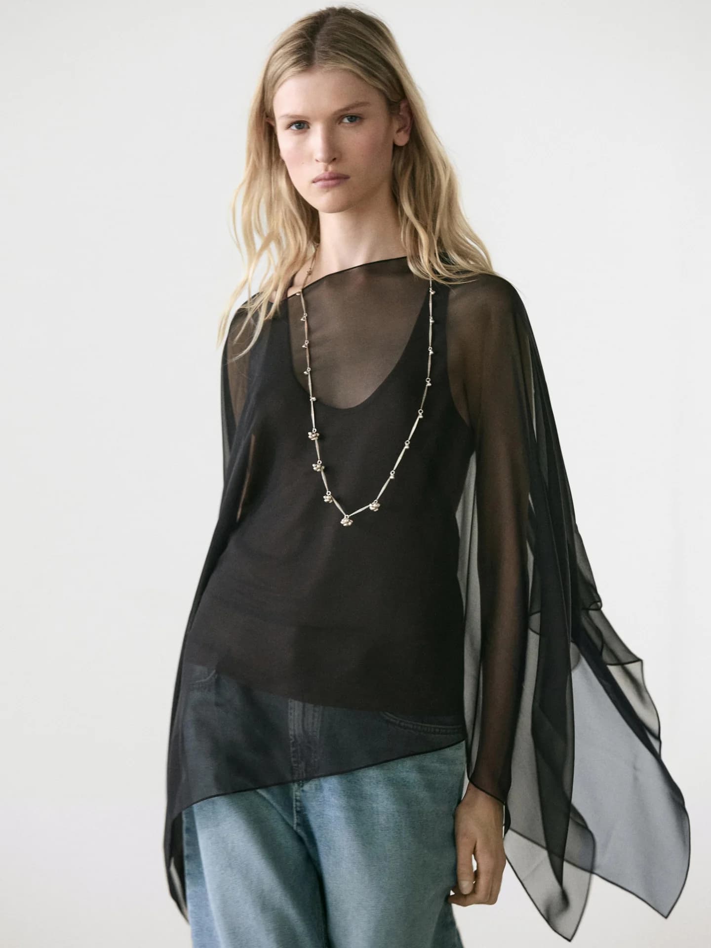 Шелковая накидка асимметричного кроя - фото 20