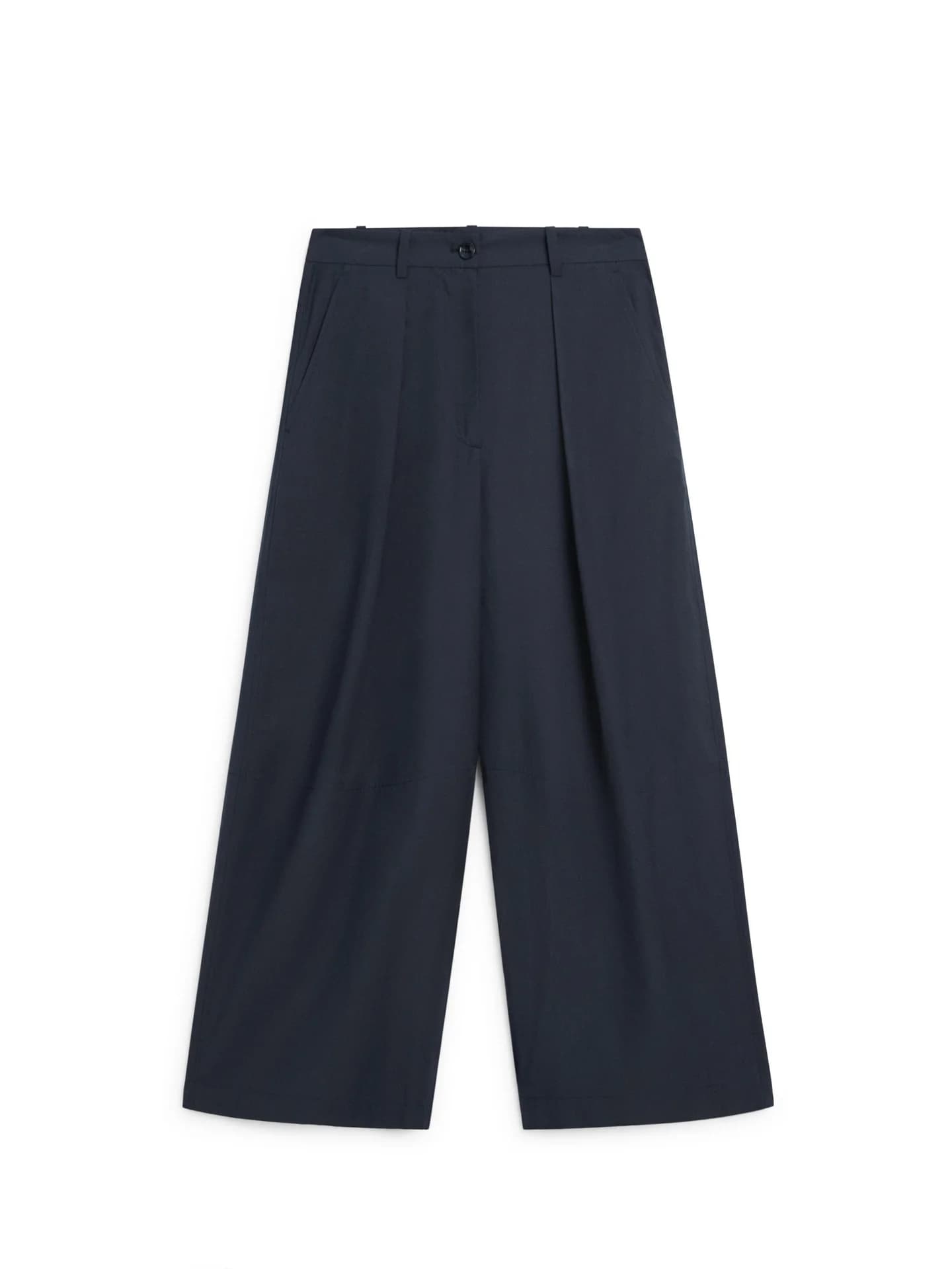 Широкие брюки из смесового хлопка.