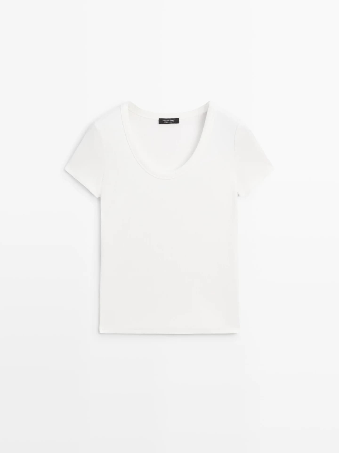 Футболка с короткими рукавами из смесового хлопка. - фото 4