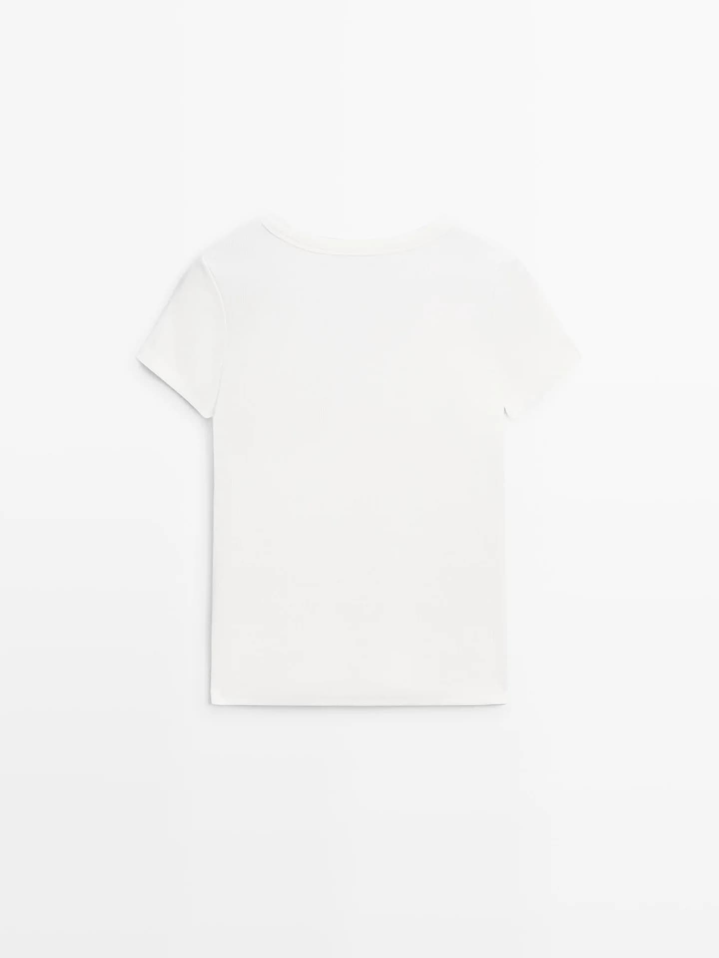 Футболка с короткими рукавами из смесового хлопка. - фото 6