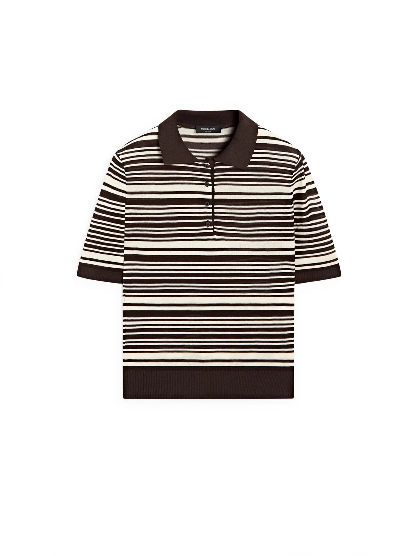 Полосатая трикотажная рубашка-поло из 100% хлопка. - фото 2