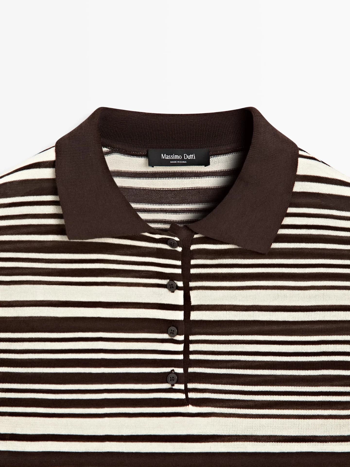 Полосатая трикотажная рубашка-поло из 100% хлопка. - фото 3