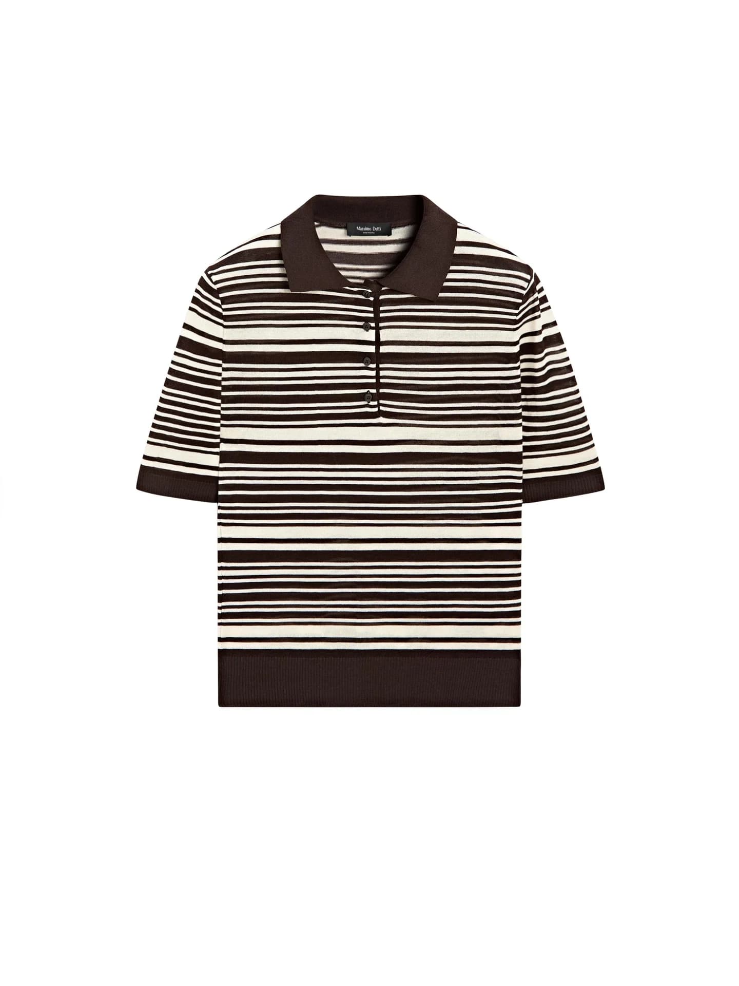 Полосатая трикотажная рубашка-поло из 100% хлопка. - фото 7