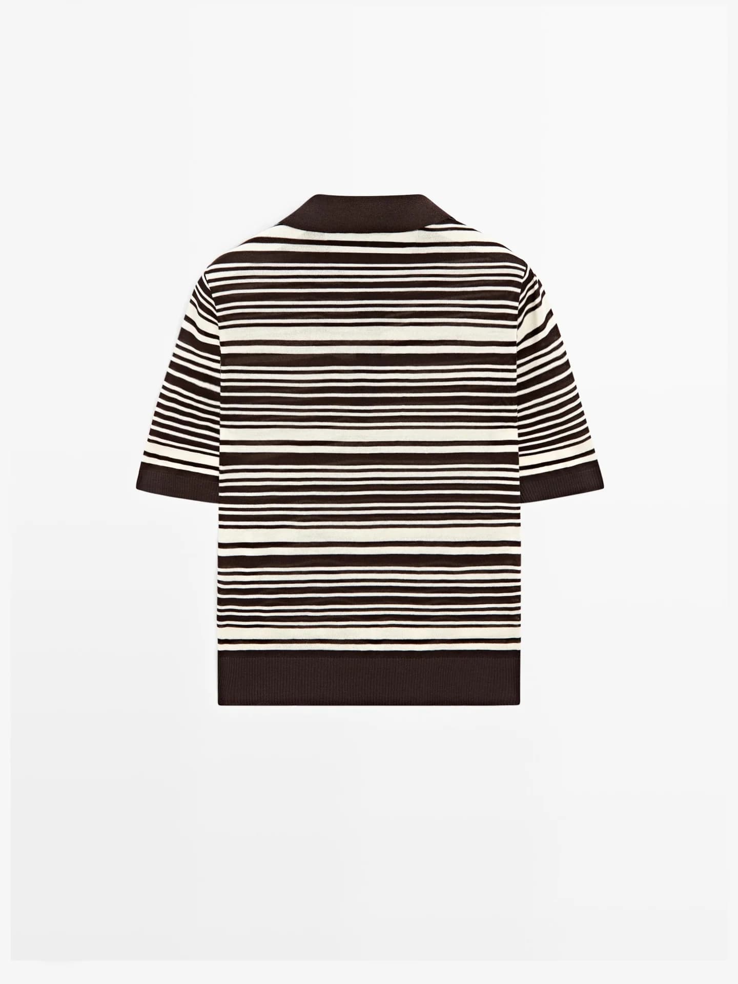Полосатая трикотажная рубашка-поло из 100% хлопка. - фото 8