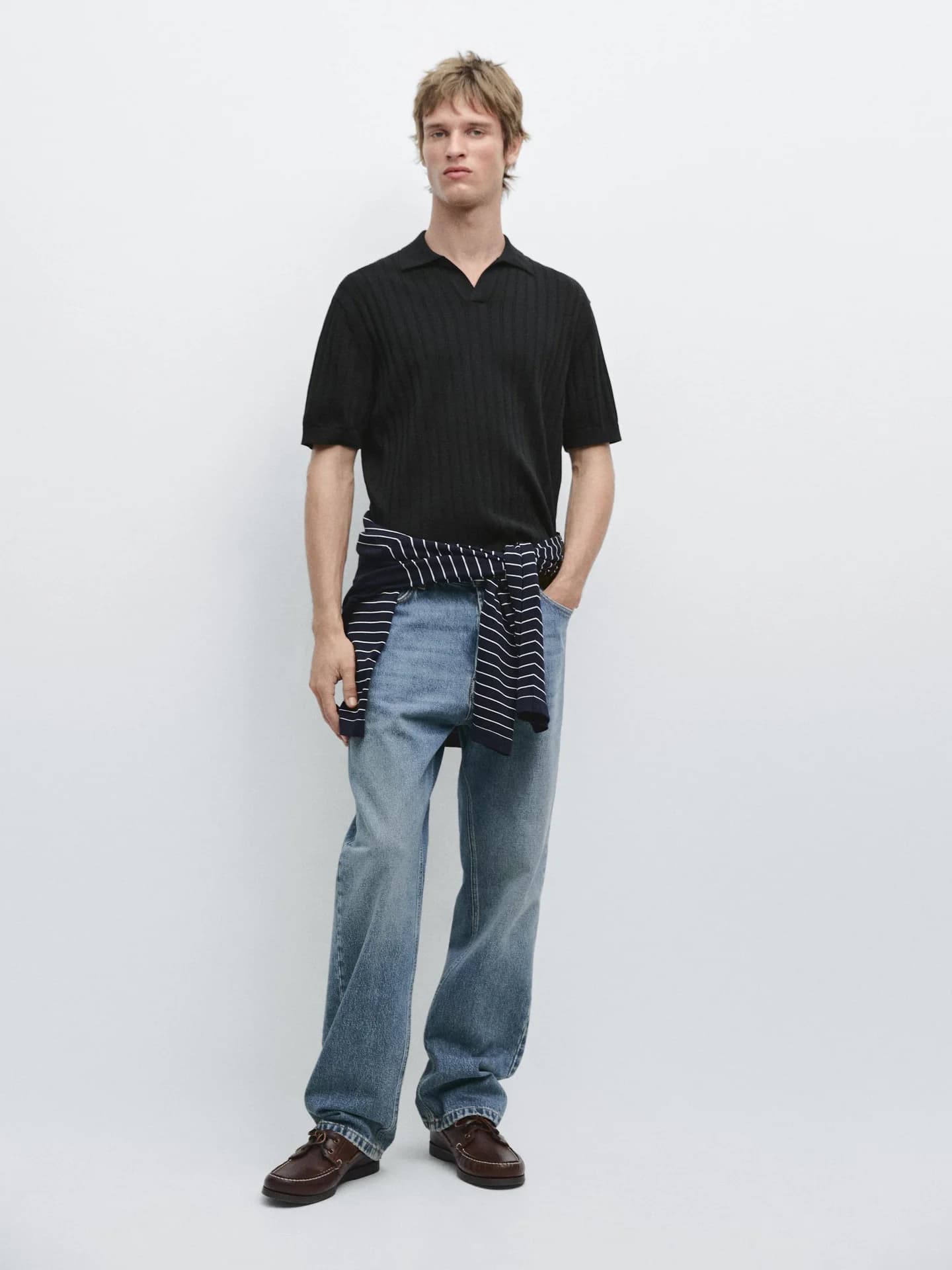 Свитер-поло косой вязки - фото 9