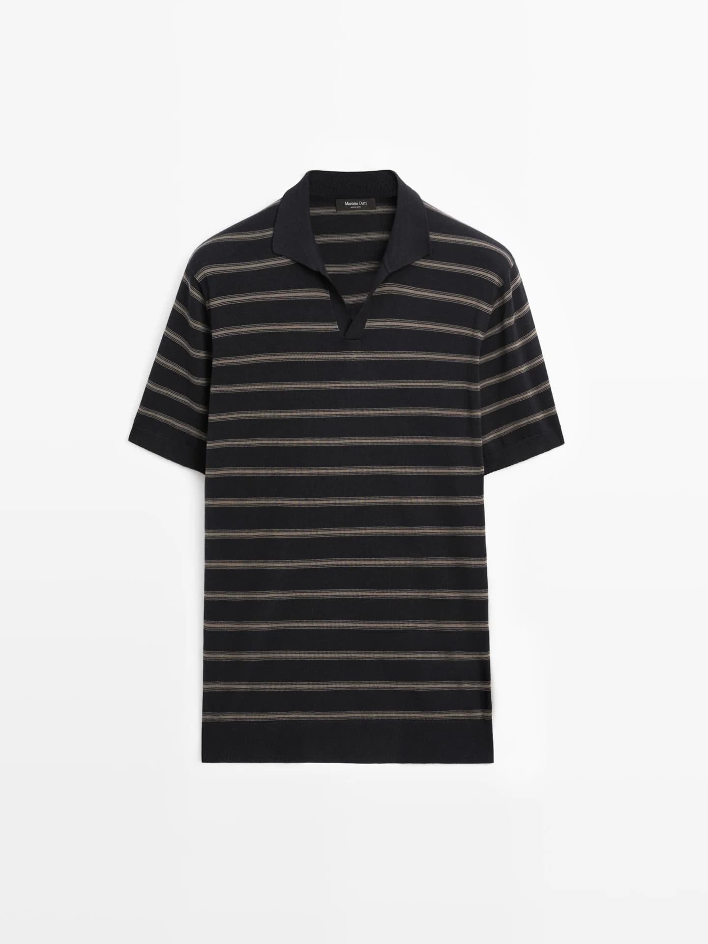 Полосатый вязаный свитер-поло контрастных цветов - фото 2